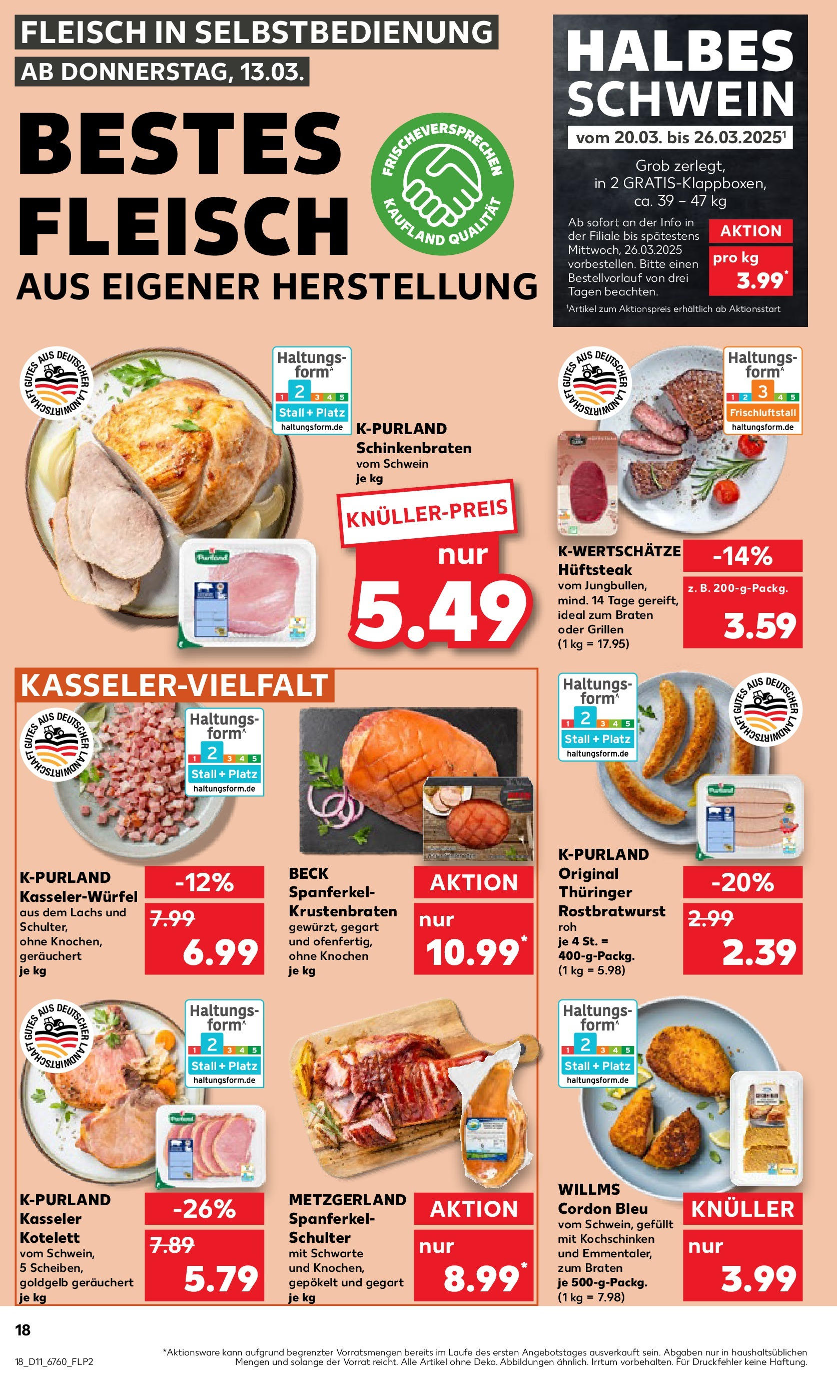 Kaufland - Kaufland: Wochenangebote (ab 12.03.2025) » Angebote Online zum Blättern | Seite: 18 | Produkte: Krustenbraten, Lachs, Fleisch