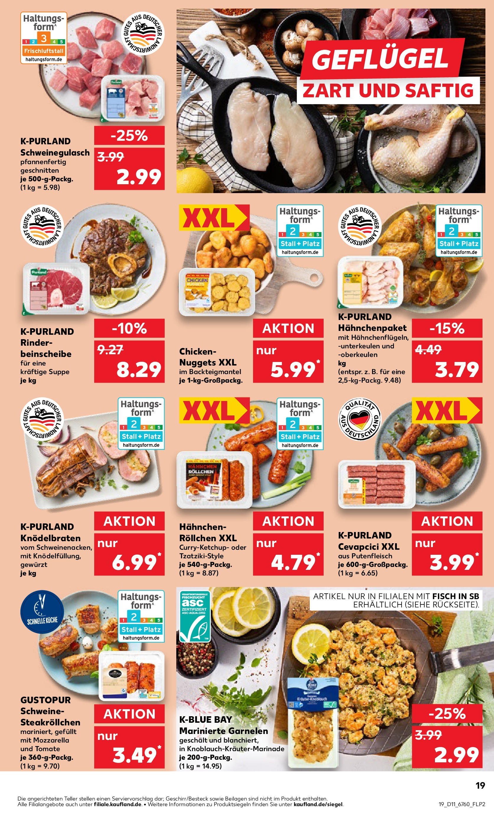 Kaufland - Kaufland: Wochenangebote (ab 12.03.2025) » Angebote Online zum Blättern | Seite: 19 | Produkte: Hahnchen, Küche, Garnelen, Fisch