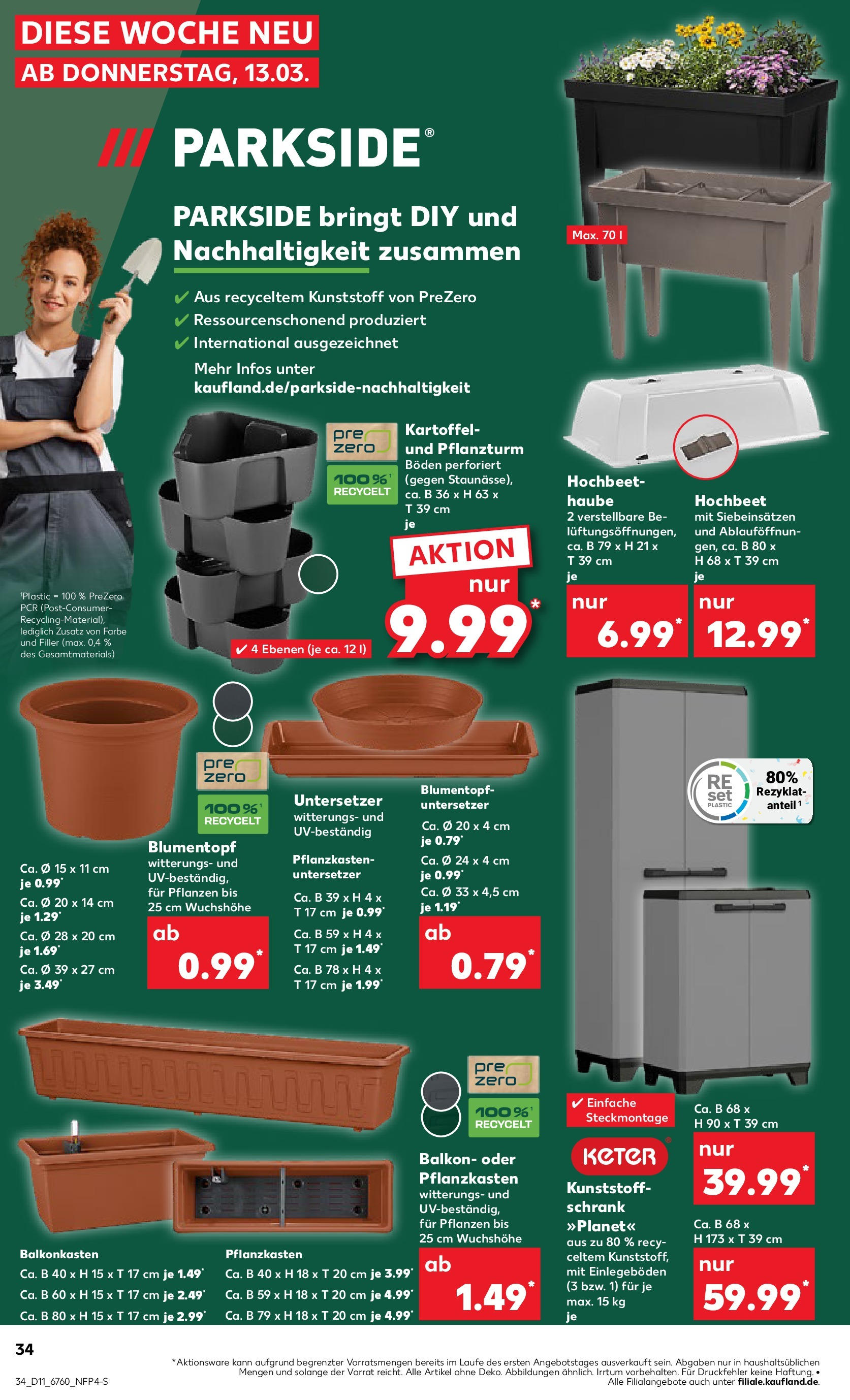 Kaufland - Kaufland: Wochenangebote (ab 12.03.2025) » Angebote Online zum Blättern | Seite: 34 | Produkte: Hochbeet, Schrank, Blumentopf