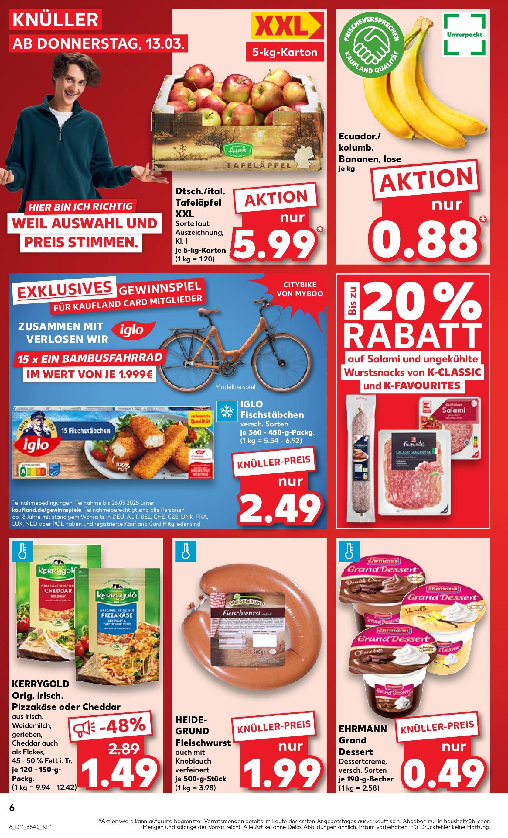 Kaufland - Kaufland: Wochenangebote (ab 12.03.2025) » Angebote Online zum Blättern | Seite: 6 | Produkte: Iglo, Fischstabchen, Knoblauch, Salami