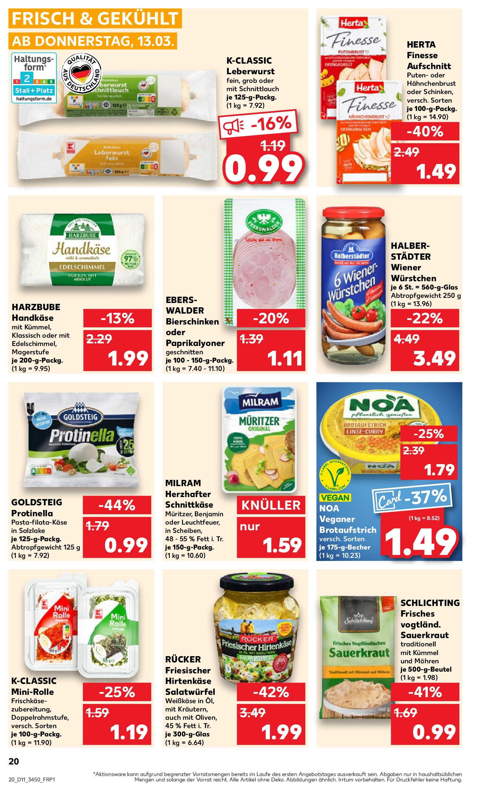 Kaufland - Kaufland: Wochenangebote (ab 12.03.2025) » Angebote Online zum Blättern | Seite: 20 | Produkte: Mohren, Milram, Frischkase, Hahnchenbrust