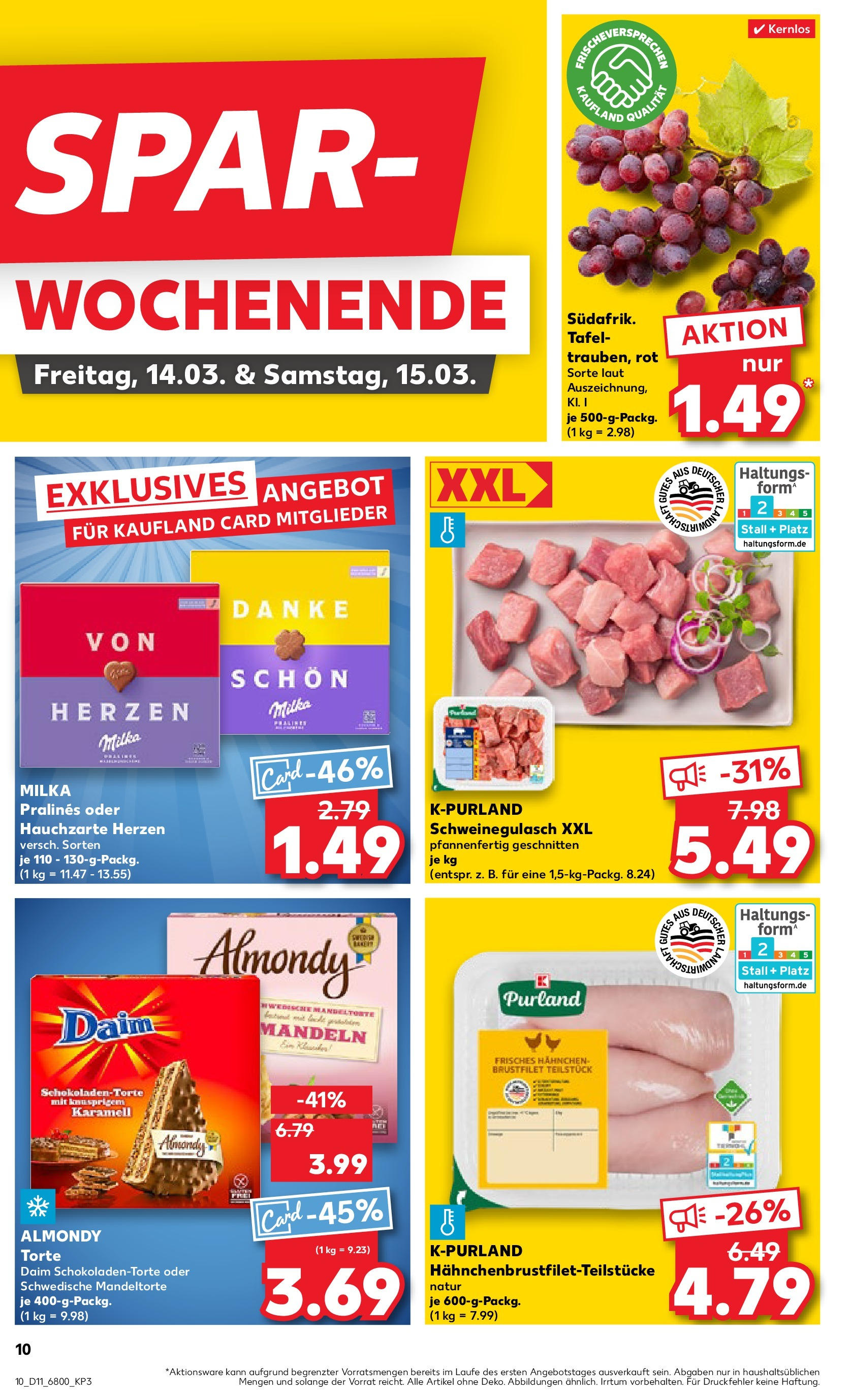 Kaufland - Berlin-Moabit, Perleberger Straße 42 A (ab 13.03.2025) » Angebote Online zum Blättern | Seite: 10 | Produkte: Schweinegulasch, Mandeln, Milka