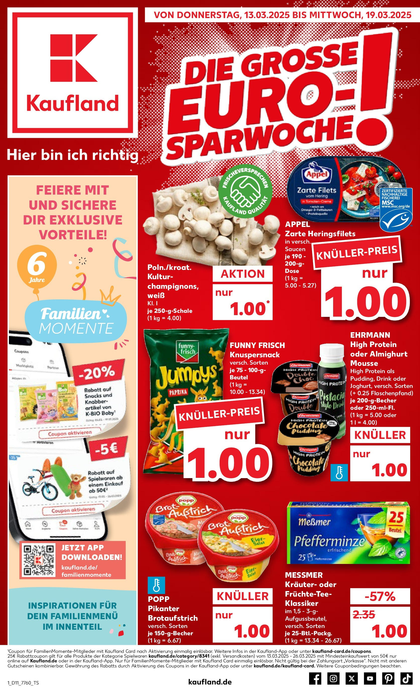 Kaufland - Kaufland: Wochenangebote (ab 12.03.2025) » Angebote Online zum Blättern | Seite: 1 | Produkte: Funny frisch, Creme, Paprika, Brot