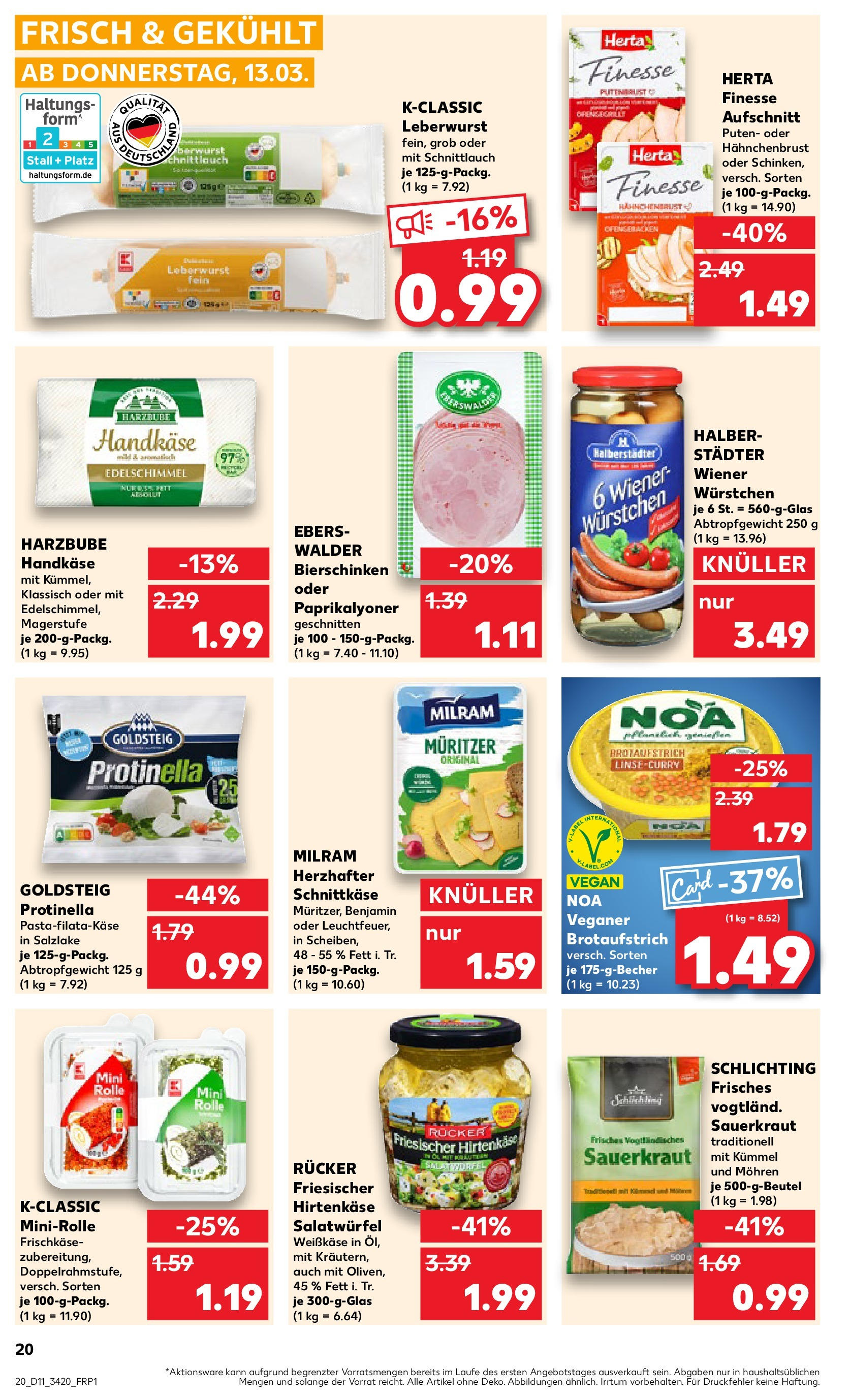 Kaufland - Quedlinburg, Badeborner Weg 2 (ab 13.03.2025) » Angebote Online zum Blättern | Seite: 20 | Produkte: Mohren, Milram, Frischkase, Hahnchenbrust