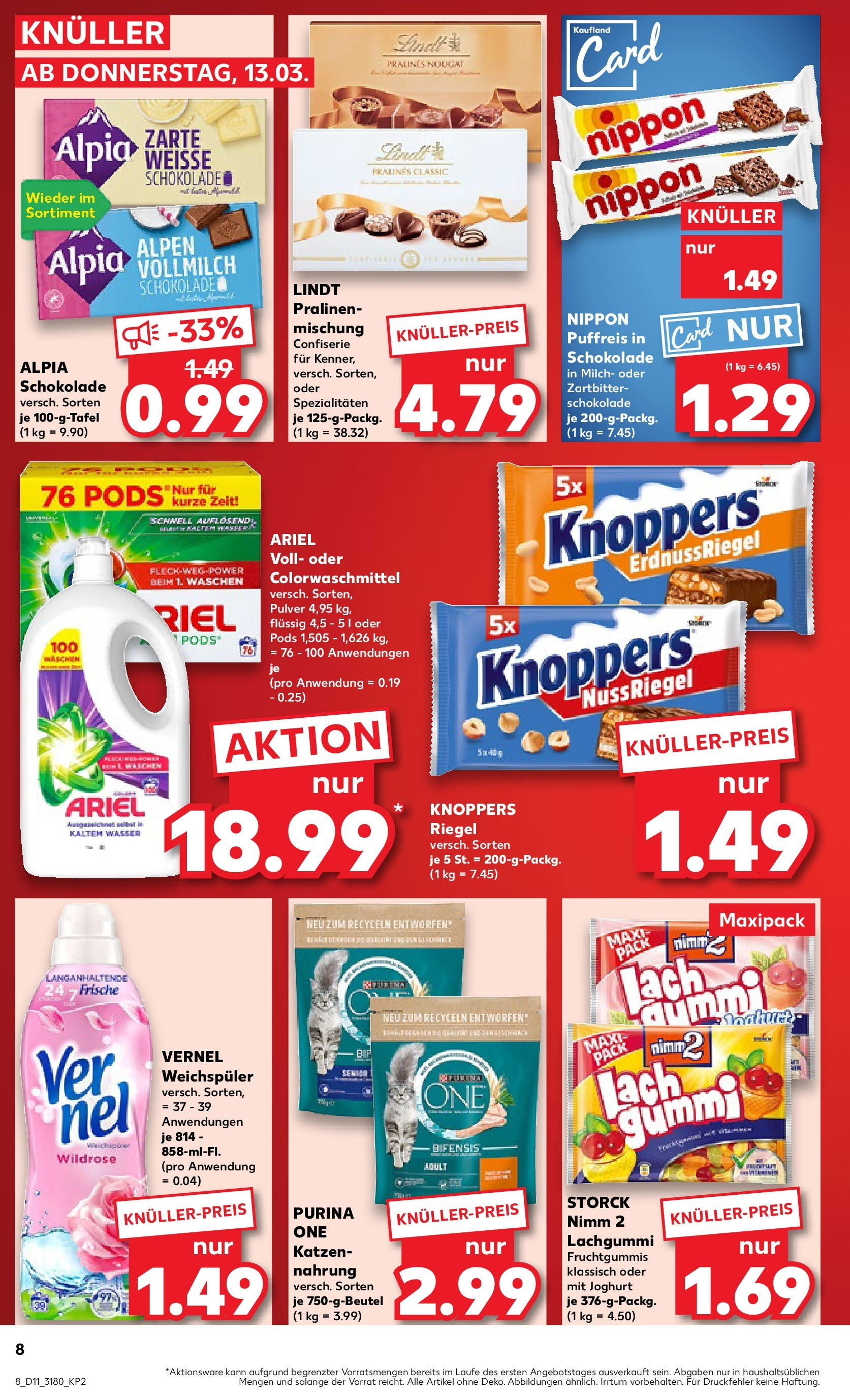 Kaufland - Ahrensfelde, Landsberger Chaussee 17 (ab 13.03.2025) » Angebote Online zum Blättern | Seite: 8 | Produkte: Milch, Schokolade, Weichspüler, Lindt