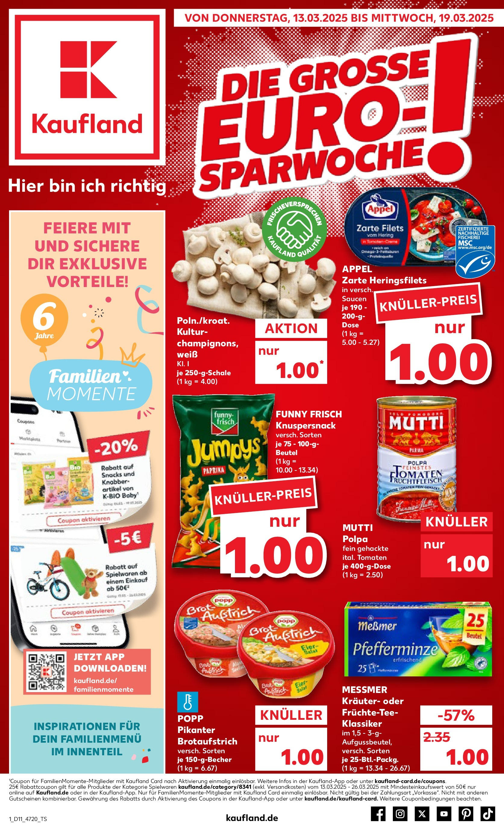 Kaufland - Kaufland: Wochenangebote (ab 12.03.2025) » Angebote Online zum Blättern | Seite: 1 | Produkte: Funny frisch, Tomaten, Creme, Paprika