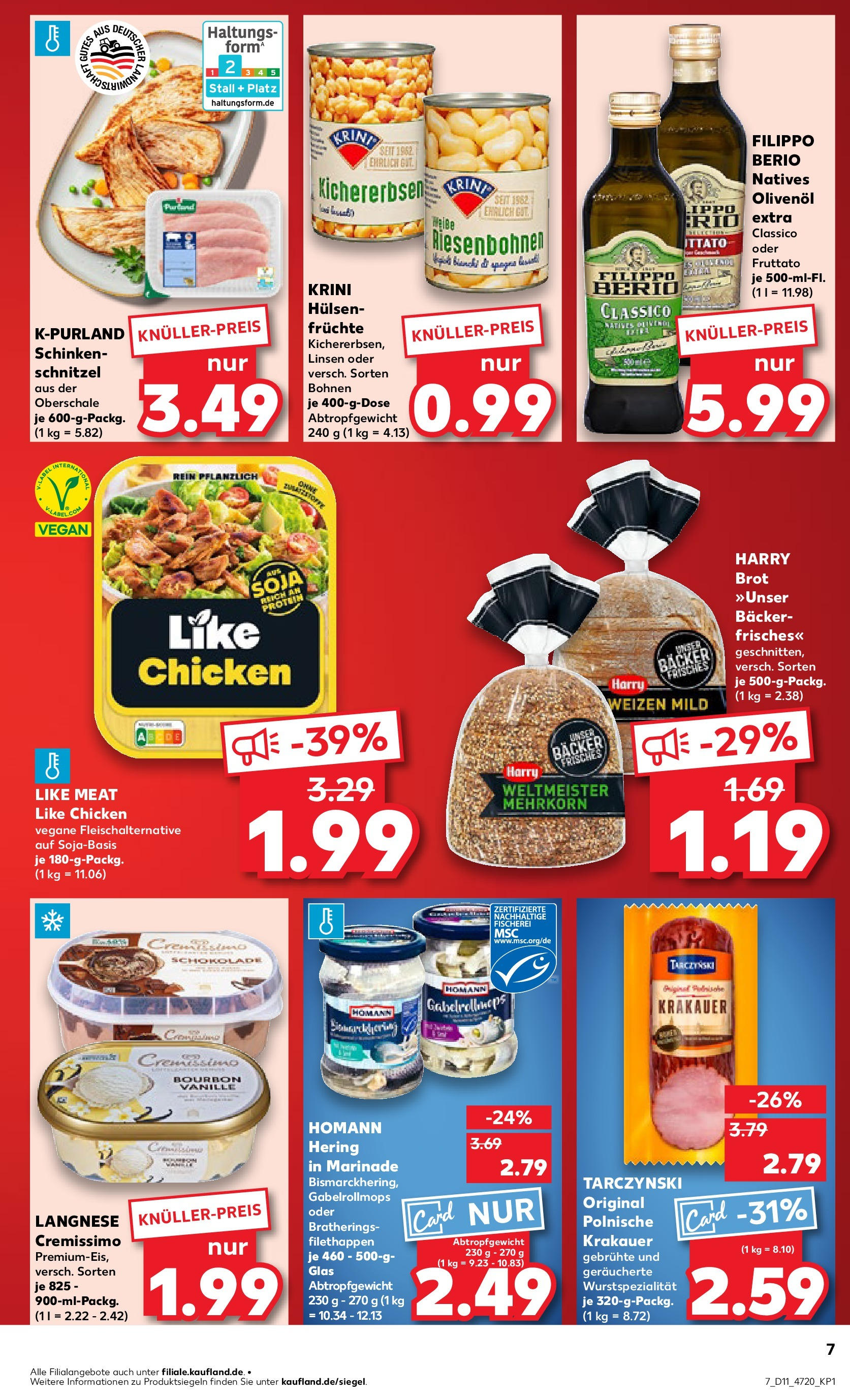 Kaufland - Kaufland: Wochenangebote (ab 12.03.2025) » Angebote Online zum Blättern | Seite: 7 | Produkte: Langnese, Cremissimo, Schnitzel, Brot