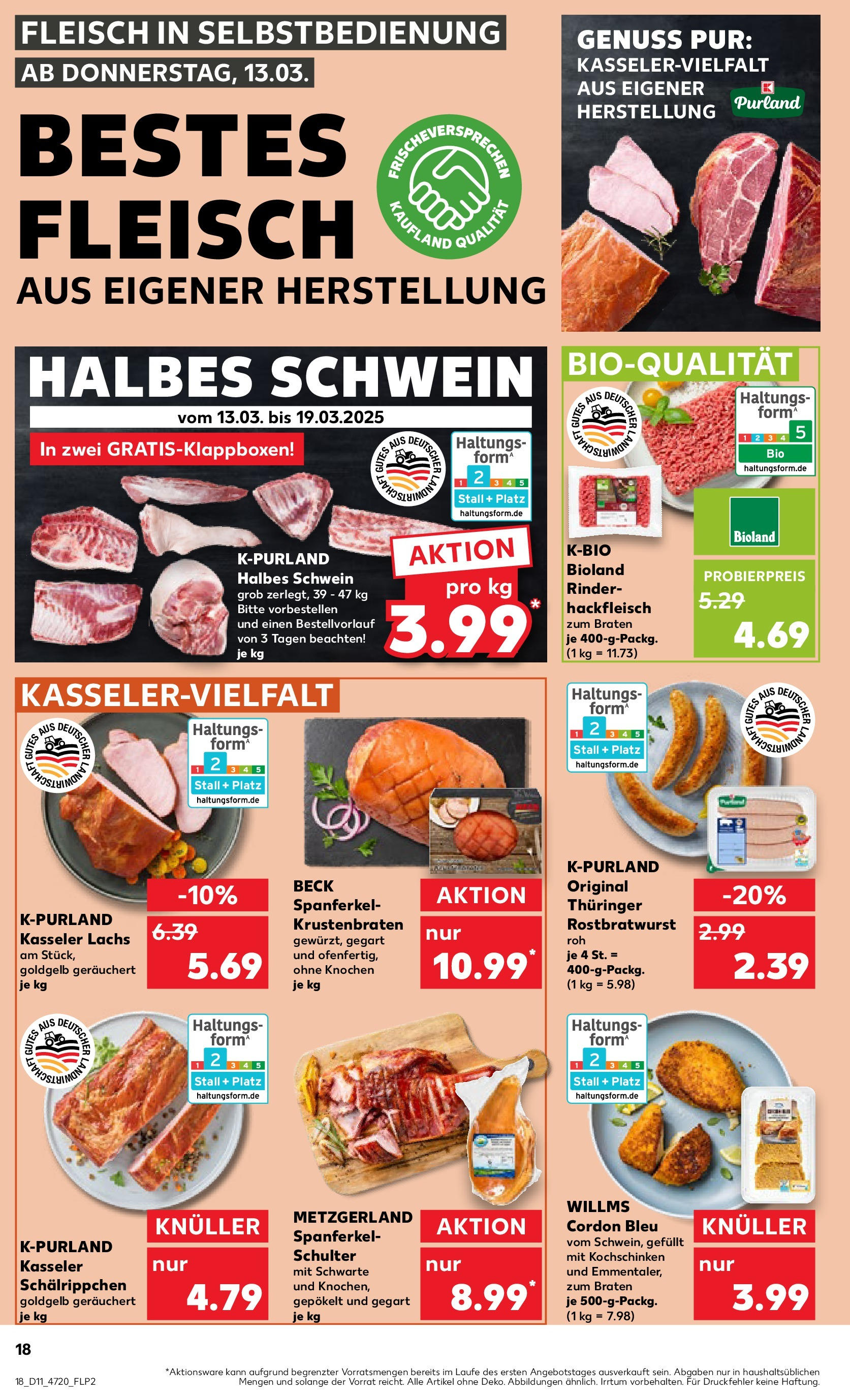 Kaufland - Kaufland: Wochenangebote (ab 12.03.2025) » Angebote Online zum Blättern | Seite: 18 | Produkte: Krustenbraten, Lachs, Fleisch, Hackfleisch