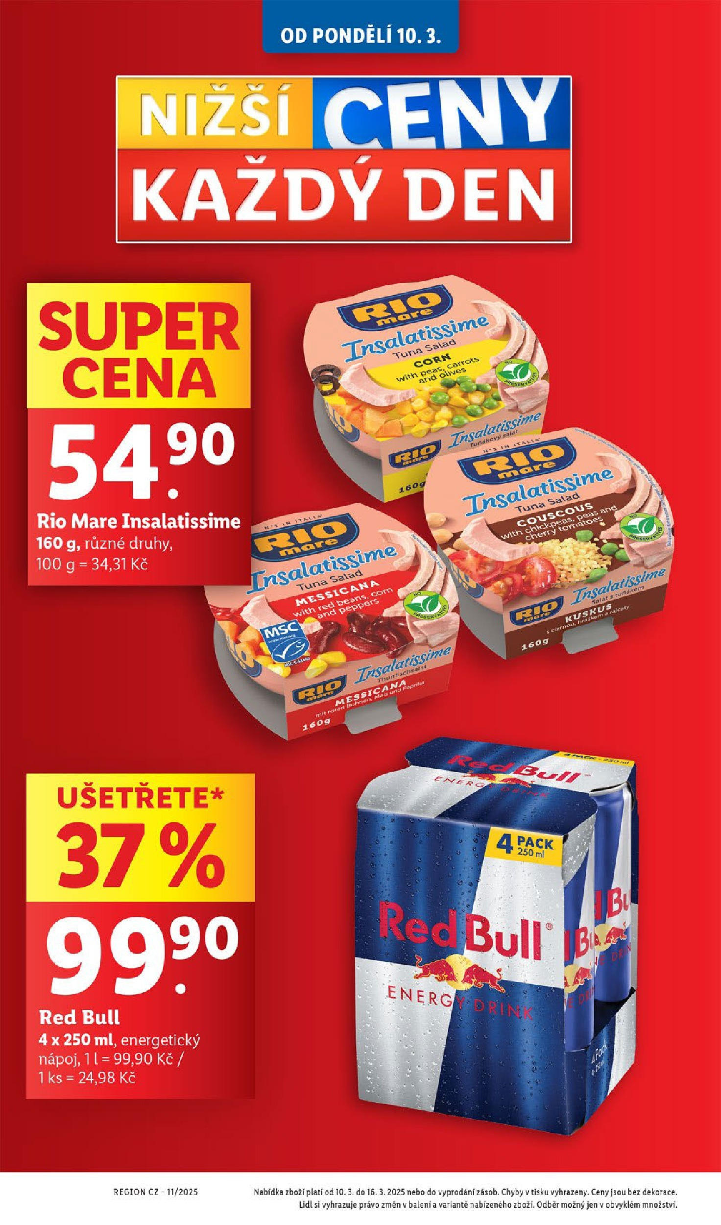 Lidl leták od 11.03.2025 - Nový akční leták | Strana: 6 | Produkty: Rio mare, Kuskus, Red Bull, Tuňákový salát