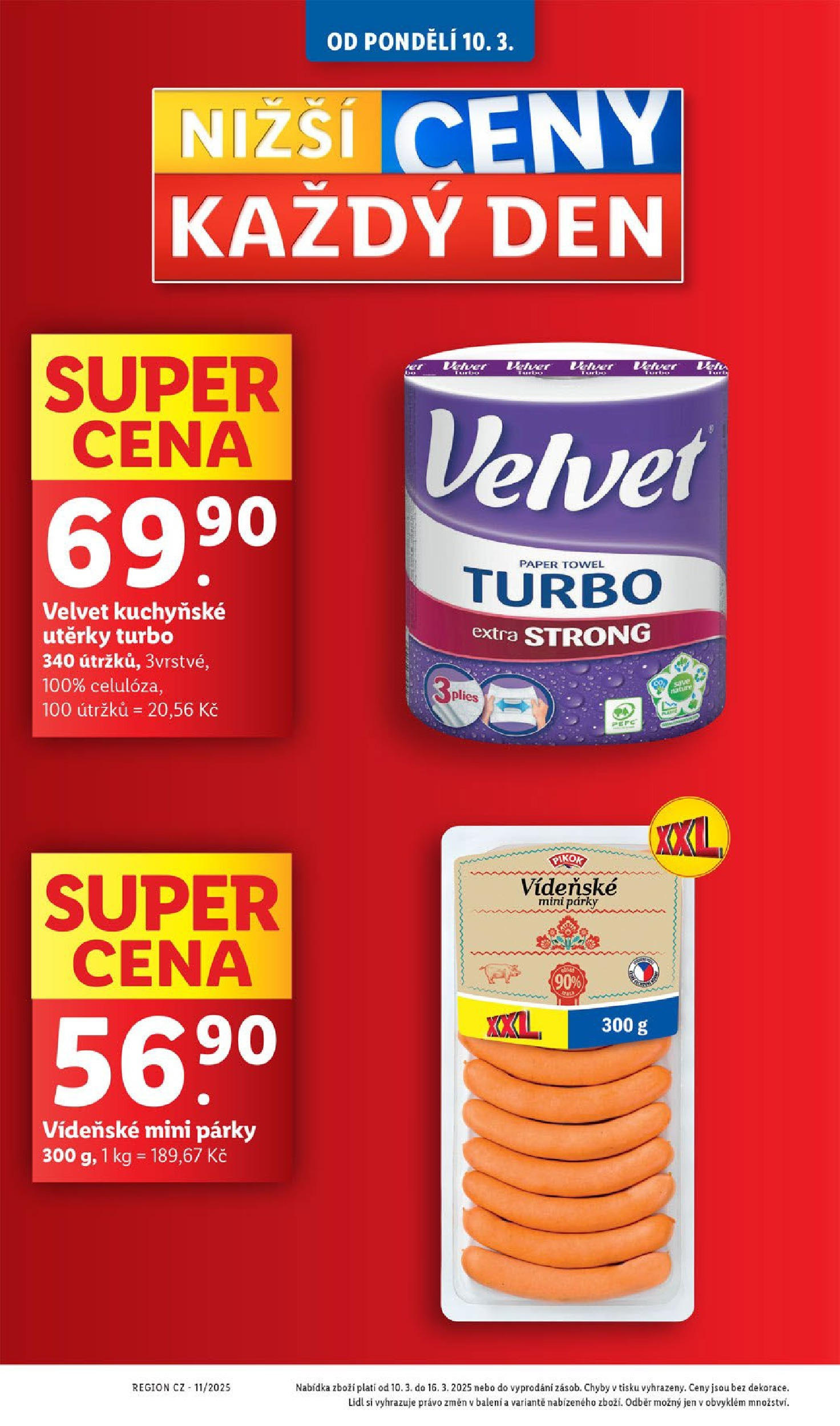 Lidl leták od 11.03.2025 - Nový akční leták | Strana: 8 | Produkty: Párky, Utěrky, Velvet, Velvet Turbo