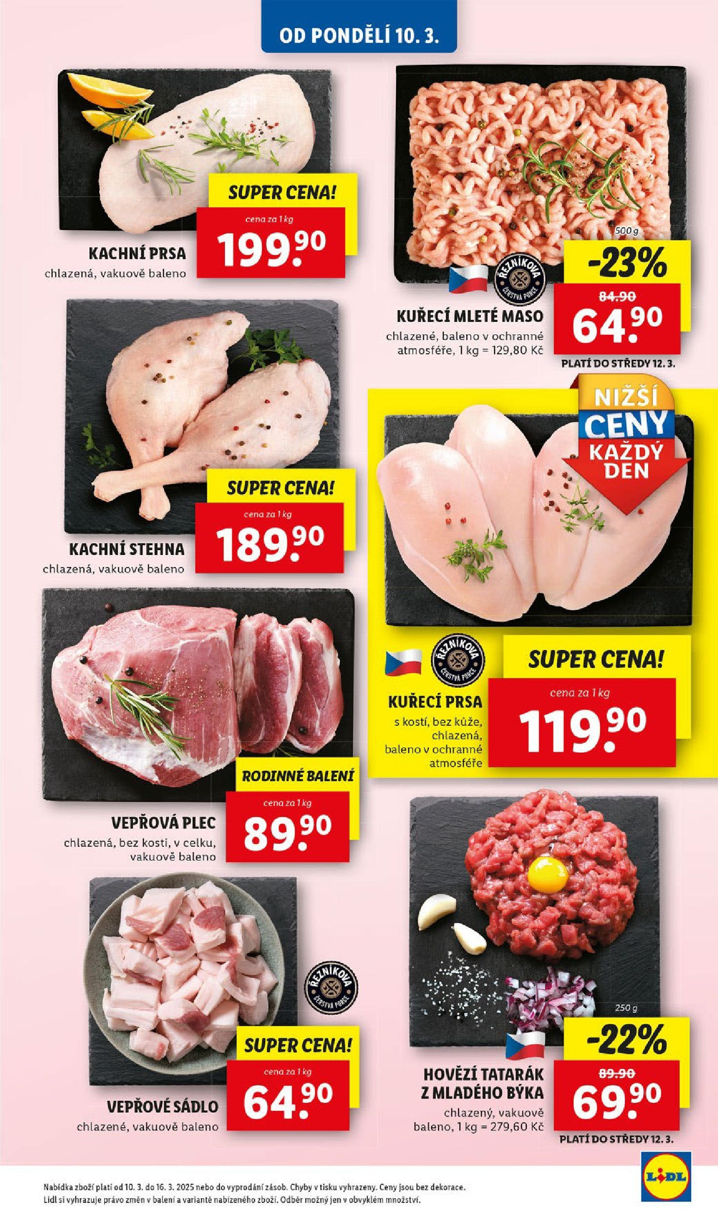 Lidl leták od 11.03.2025 - Nový akční leták | Strana: 15 | Produkty: Kuřecí prsa, Hovězí, Mleté maso, Maso