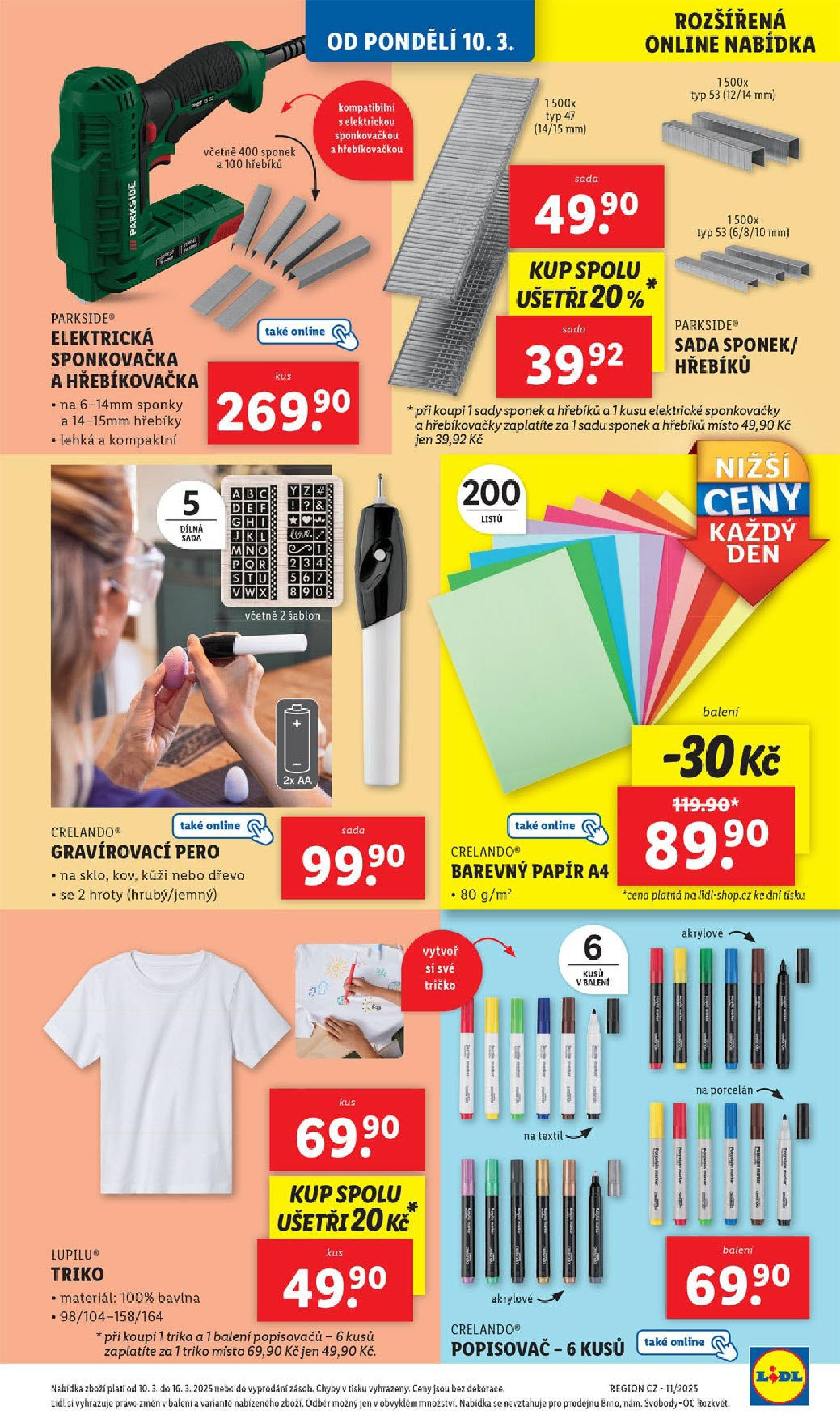 Lidl leták od 11.03.2025 - Nový akční leták | Strana: 13 | Produkty: Tričko, Pero, Parkside, Popisovač