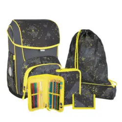 SPIRIT Schultaschen-Set Cosmo Rennauto 6-teilig grau/gelb