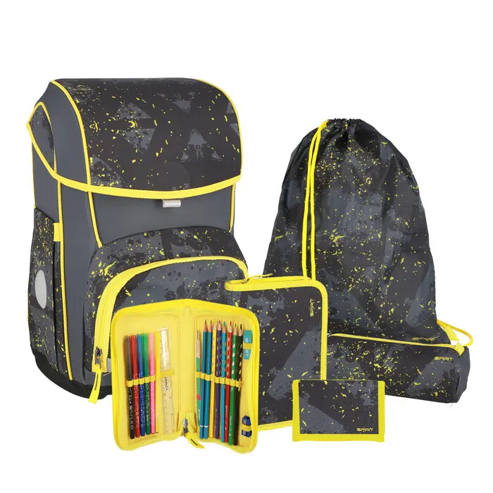 SPIRIT Schultaschen-Set Cosmo Rennauto 6-teilig grau/gelb