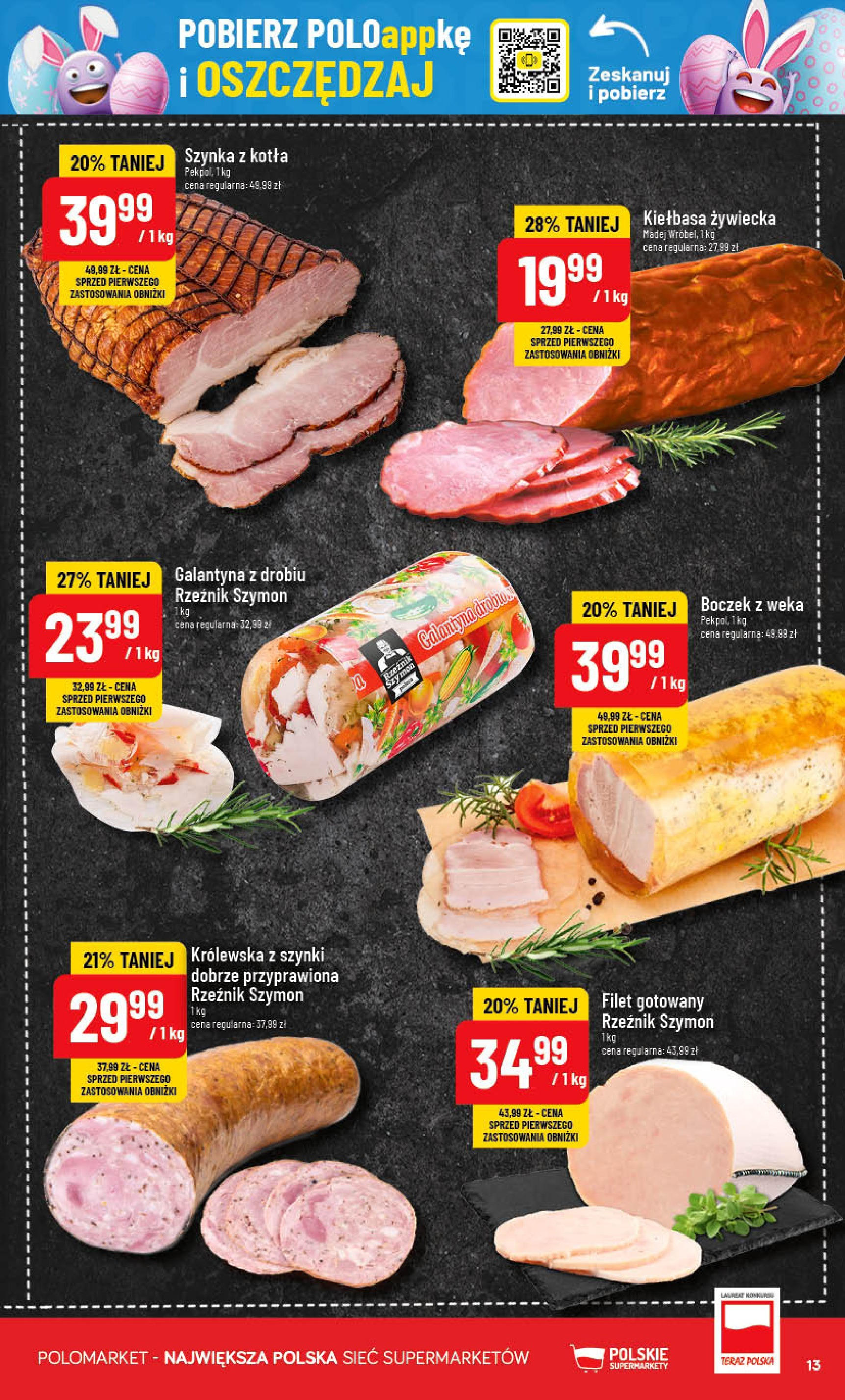 POLOmarket gazetka od jutra (12.03.2025) - Nowa PDF | Strona: 13 | Produkty: Kiełbasa, Szynka, Boczek