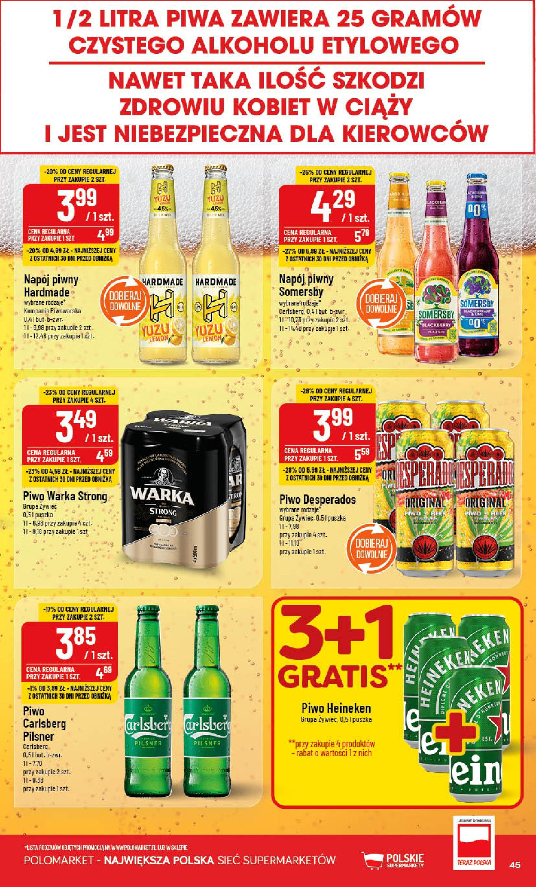 POLOmarket gazetka od jutra (12.03.2025) - Nowa PDF | Strona: 45 | Produkty: Piwo Desperados, Warka, Piwo Warka, Heineken