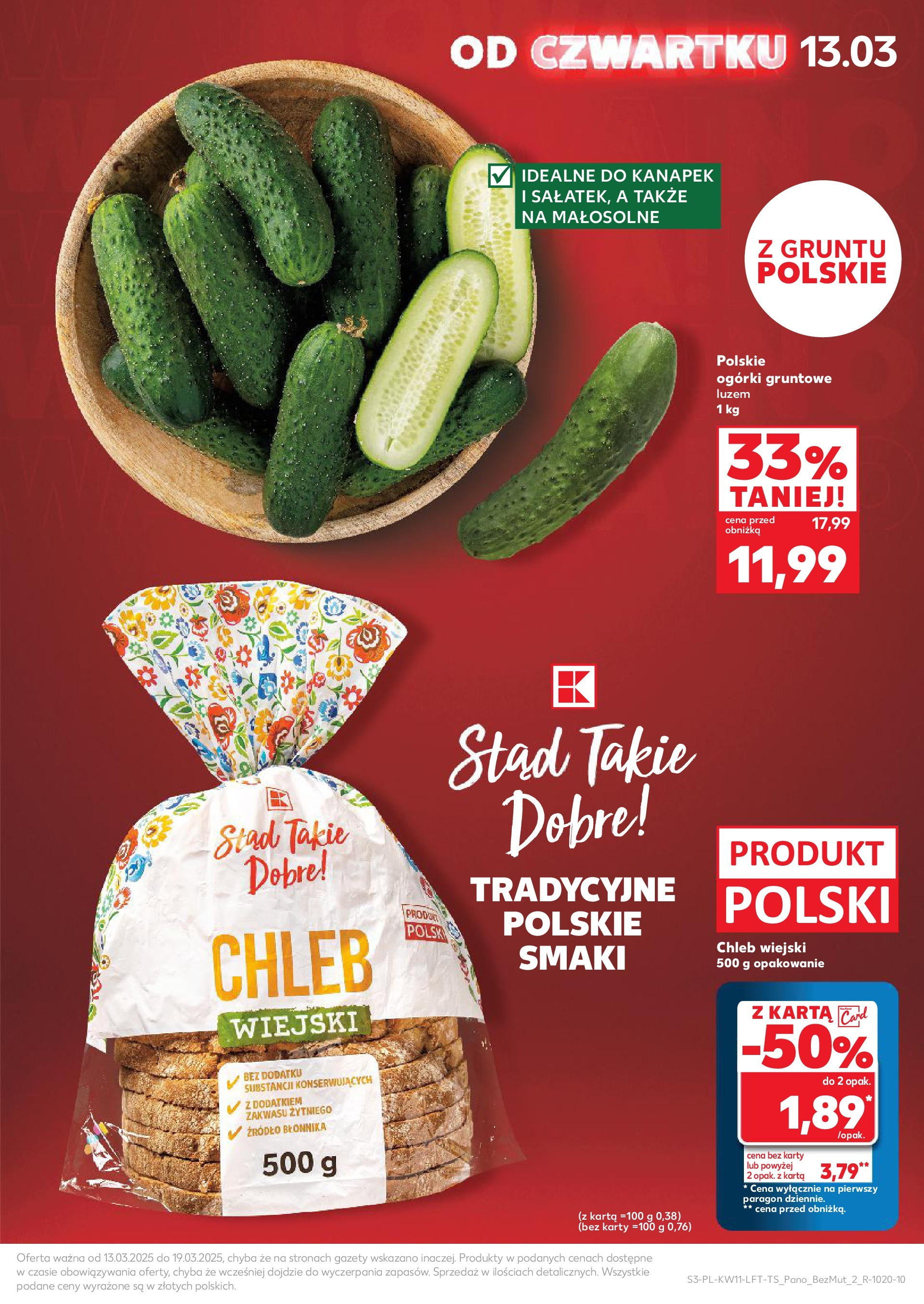 Kaufland gazetka od 13.03.2025 - od jutra PDF | Strona: 3 | Produkty: Karta, Chleb, Ogórki, Ogórki gruntowe