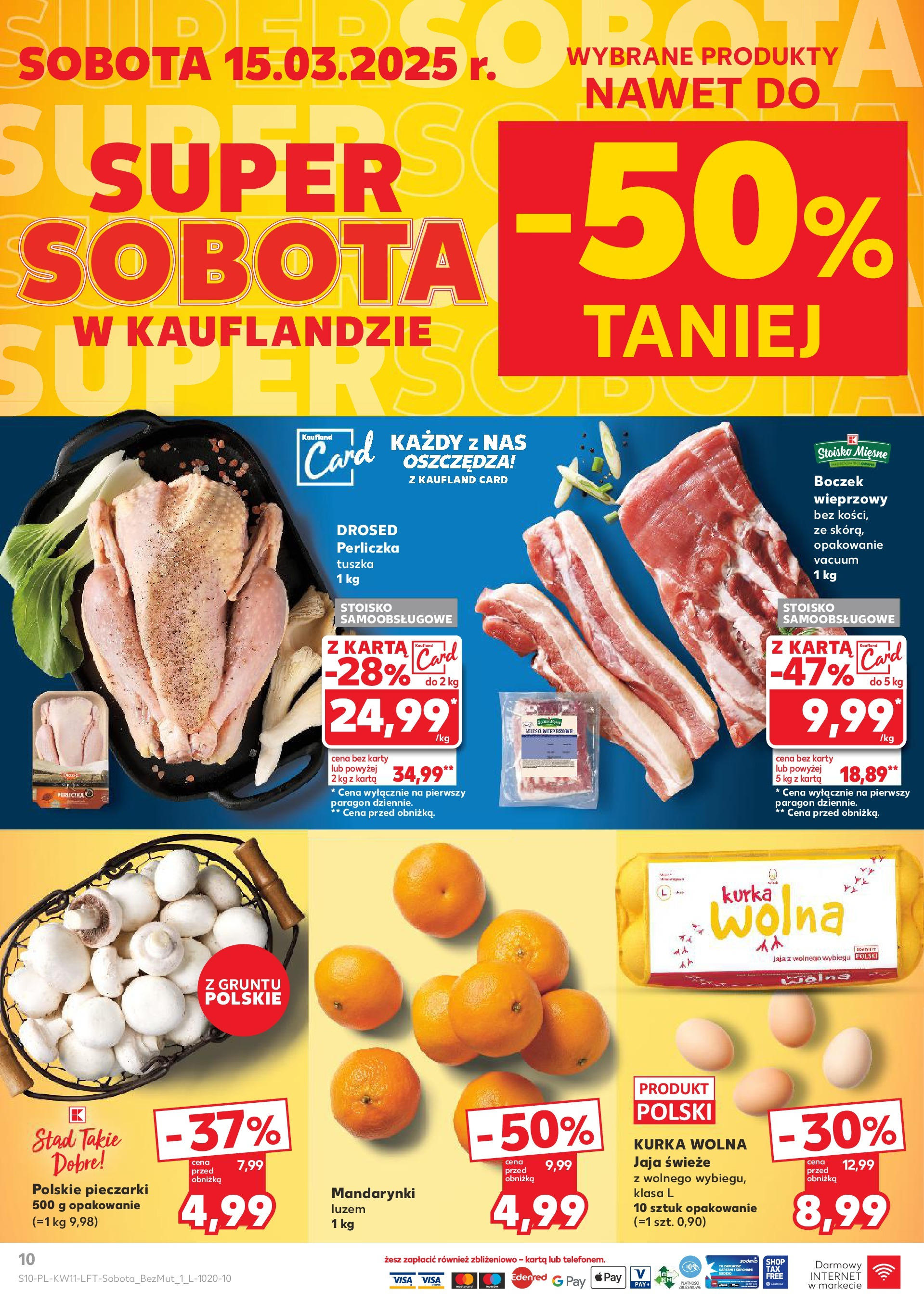 Kaufland gazetka od 13.03.2025 - od jutra PDF | Strona: 10 | Produkty: Karta, Pieczarki, Boczek, Jaja