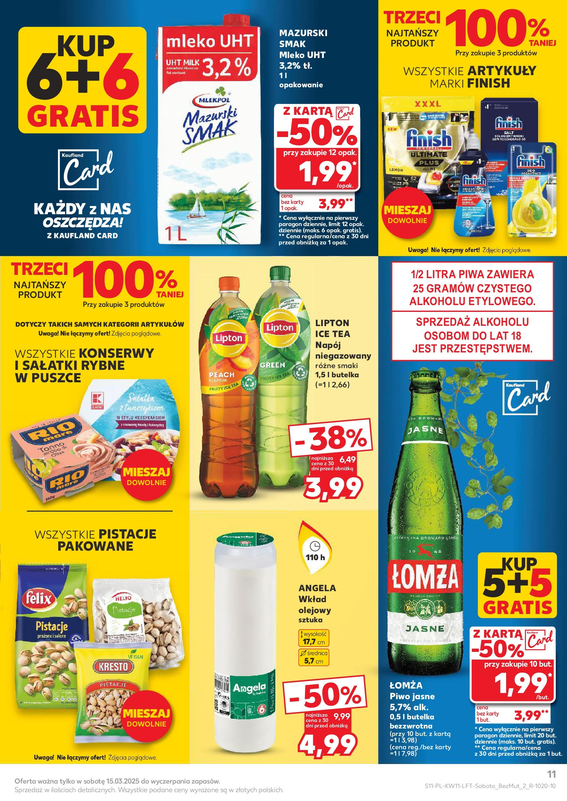 Kaufland gazetka od 13.03.2025 - od jutra PDF | Strona: 11 | Produkty: Karta, Ice Tea, Piwo, Finish