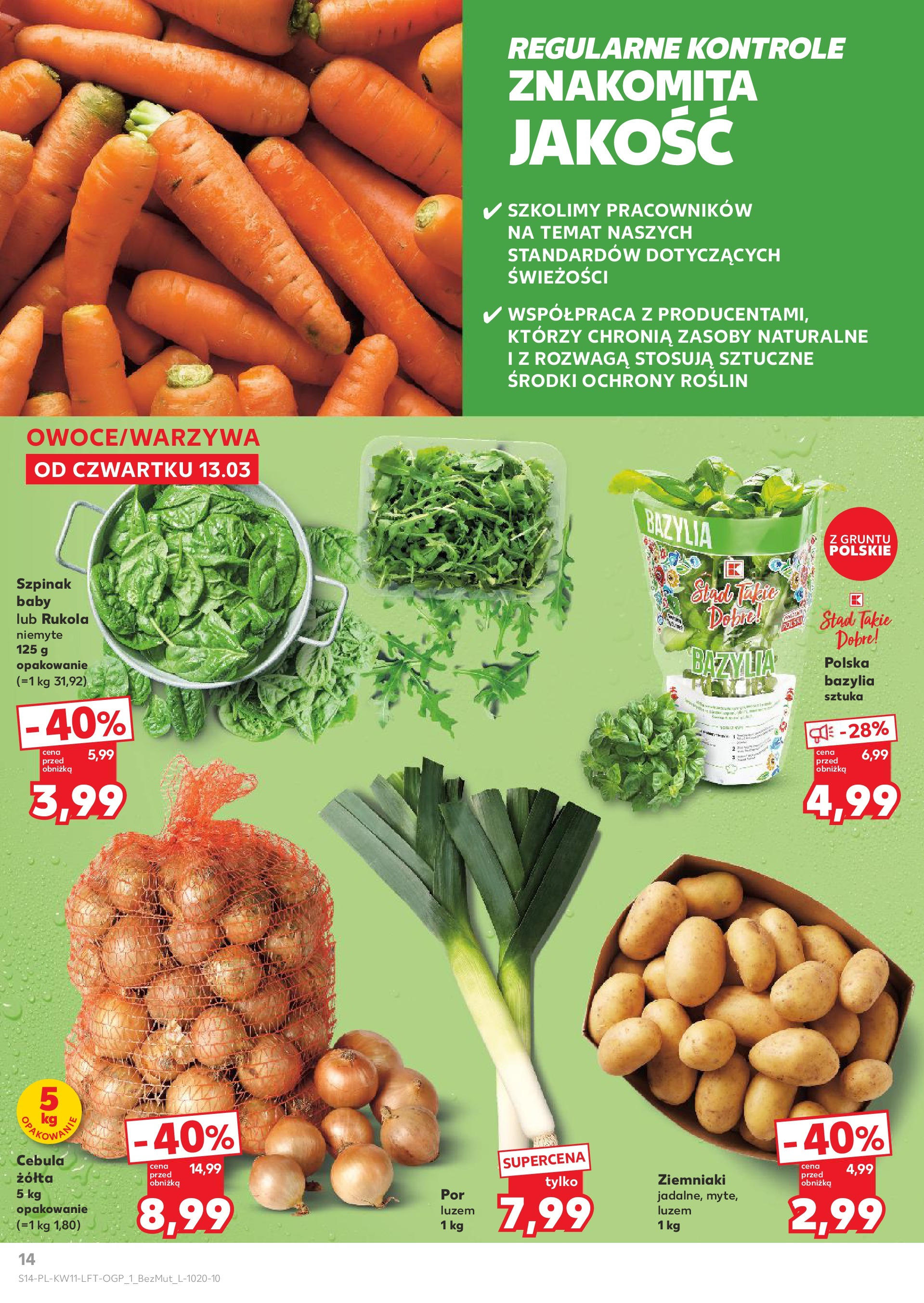 Kaufland gazetka od 13.03.2025 - od jutra PDF | Strona: 14 | Produkty: Rukola, Szpinak, Bazylia, Ziemniaki