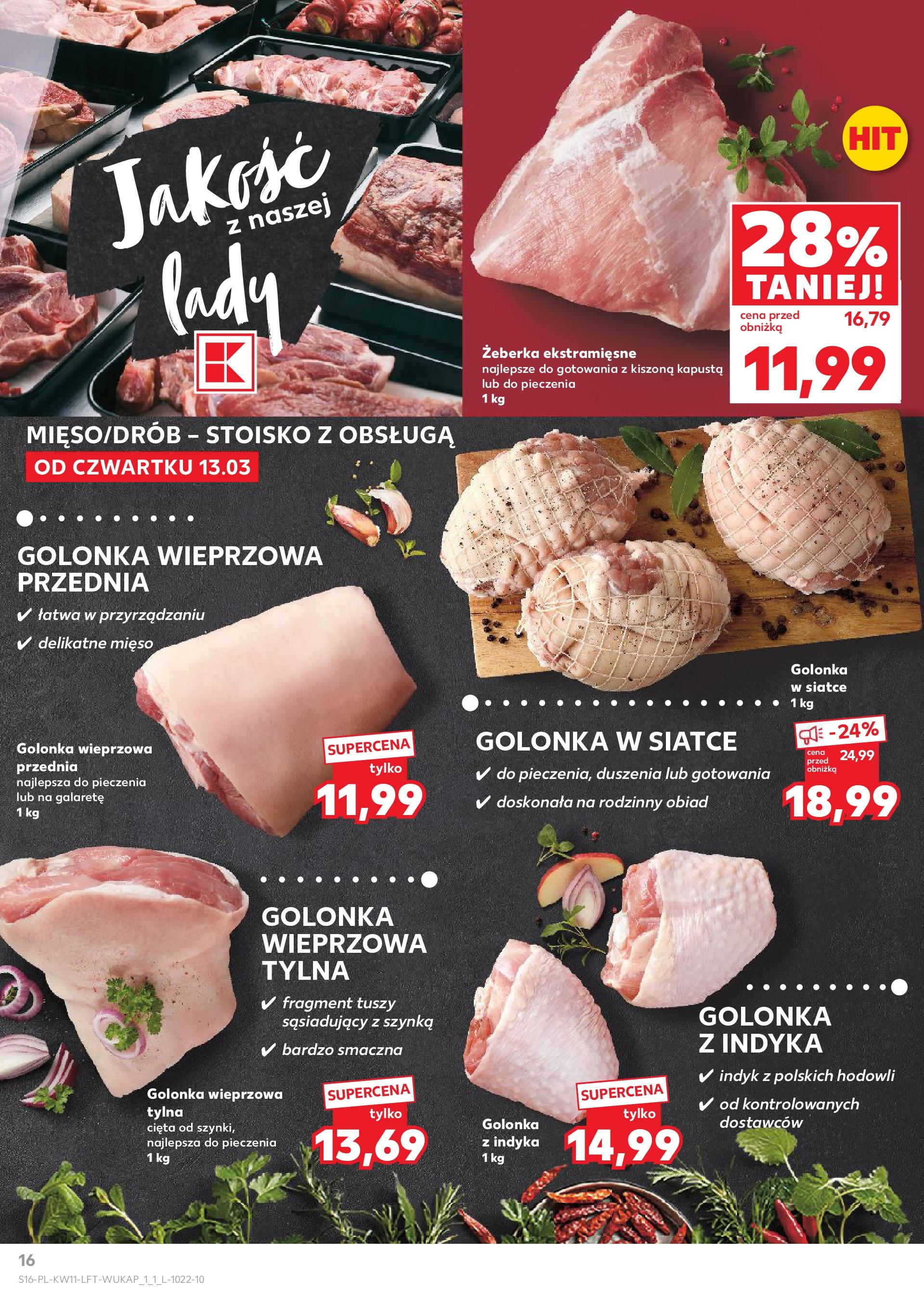 Kaufland gazetka od 13.03.2025 - od jutra PDF | Strona: 16 | Produkty: Kapusta, Mięso, Golonka wieprzowa, Szynka