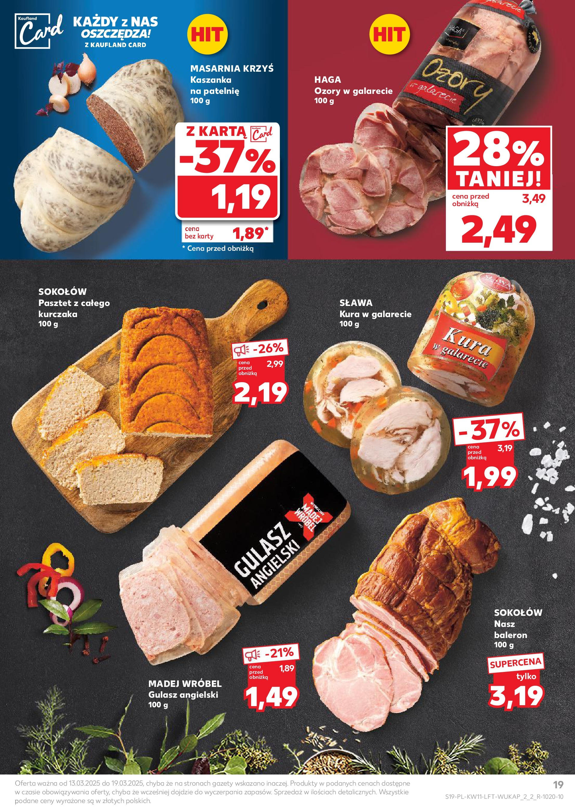 Kaufland gazetka od 13.03.2025 - od jutra PDF | Strona: 19 | Produkty: Karta, Kaszanka, Patelnie, Gulasz angielski