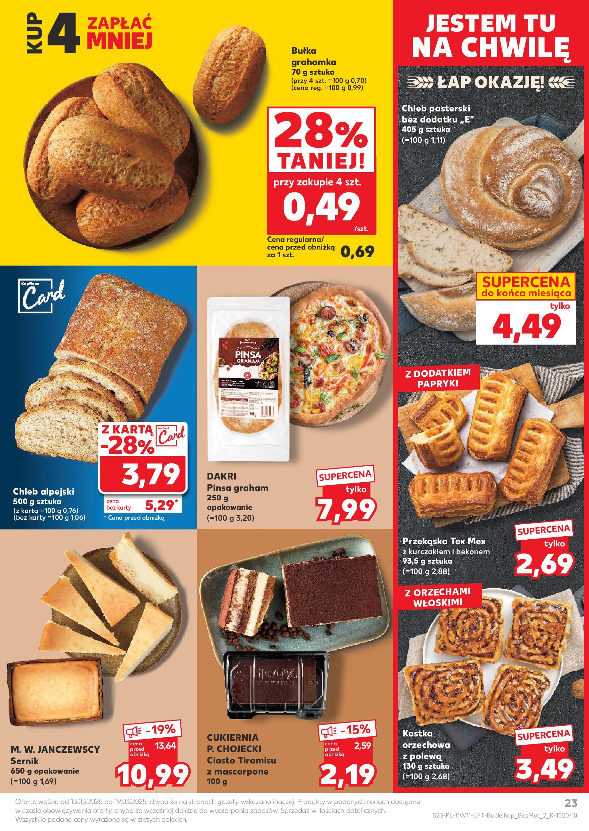 Kaufland gazetka od 13.03.2025 - od jutra PDF | Strona: 23 | Produkty: Karta, Tiramisu, Mascarpone, Pinsa