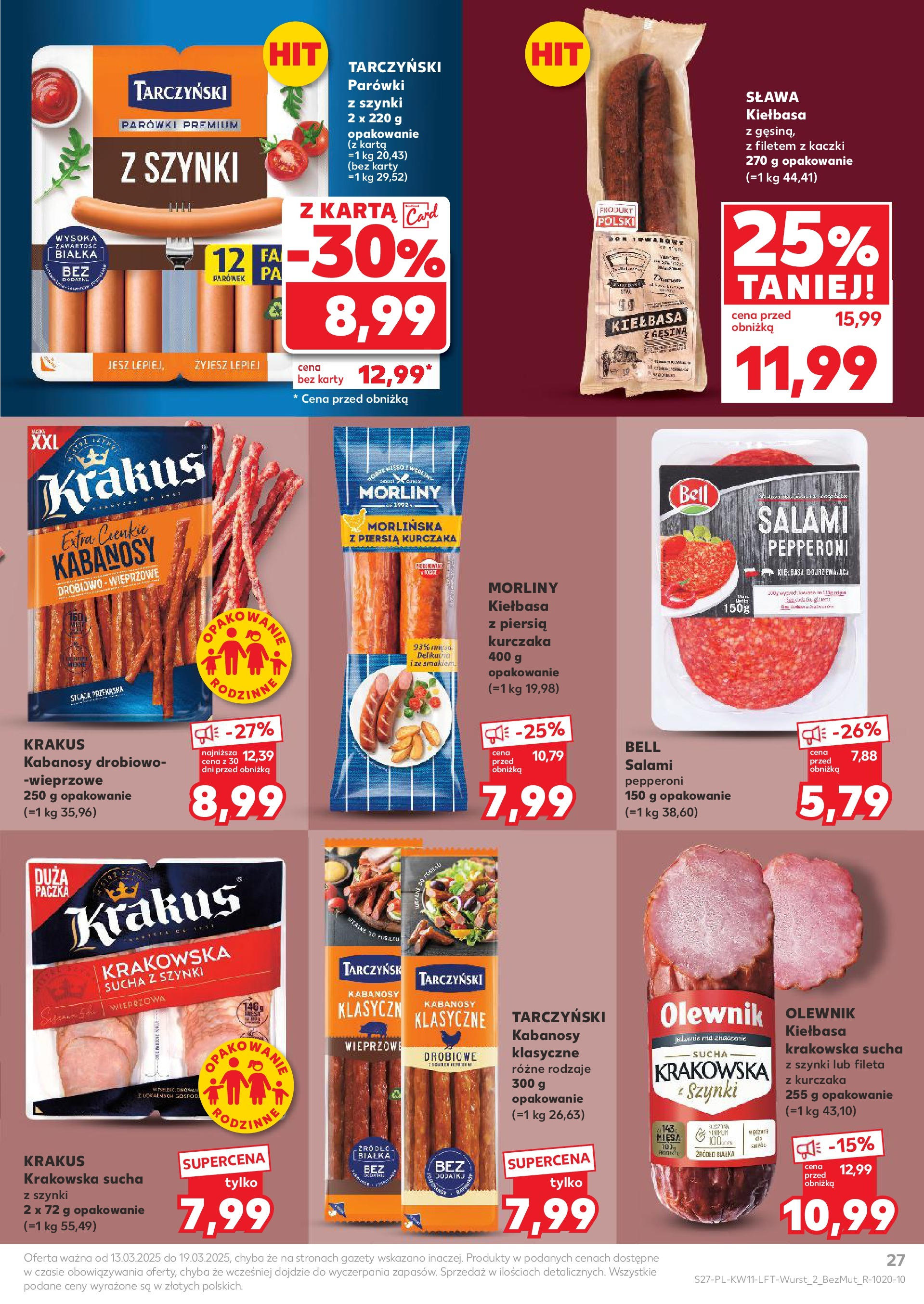 Kaufland gazetka od 13.03.2025 - od jutra PDF | Strona: 27 | Produkty: Bell, Kabanosy, Parówki, Salami