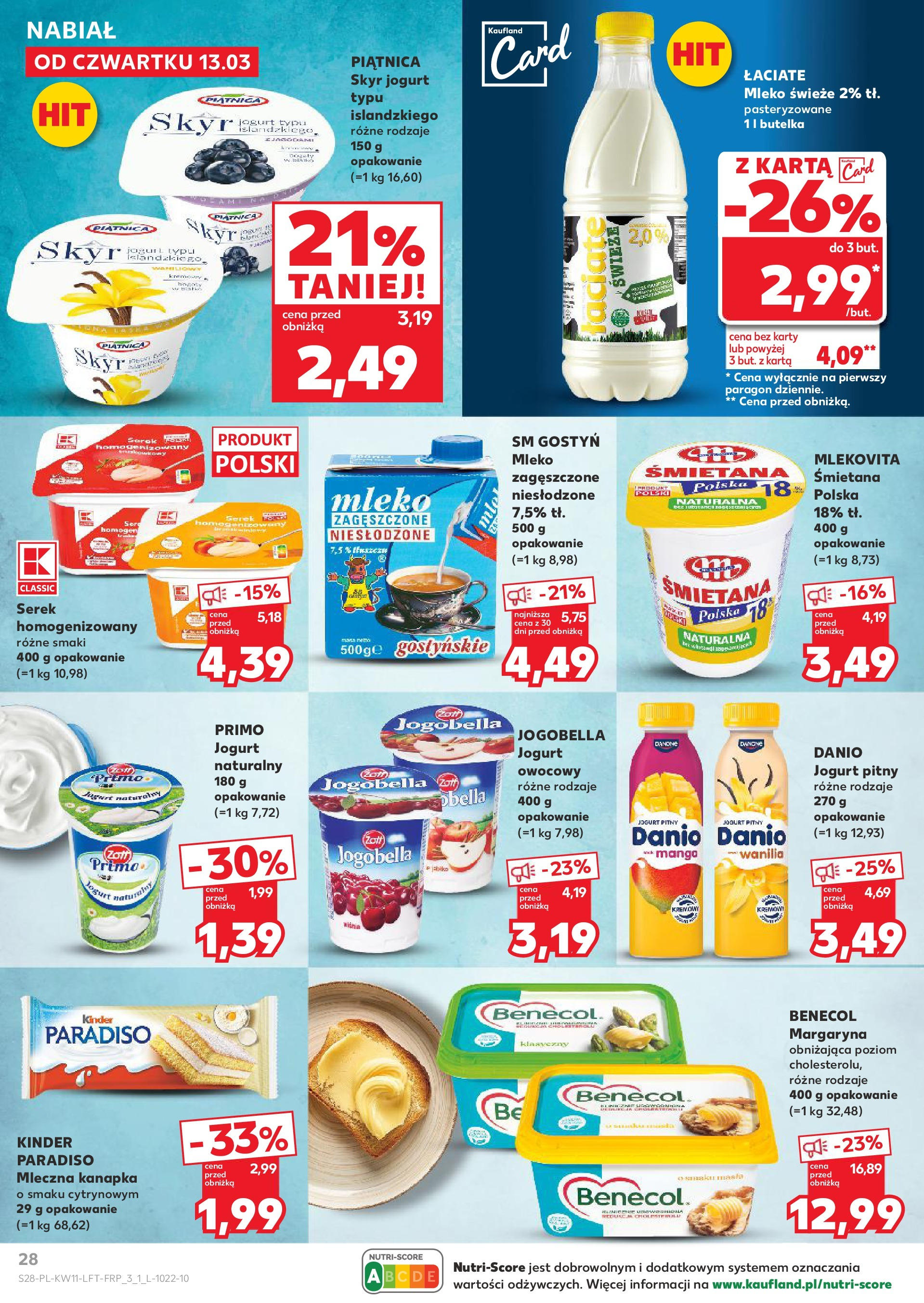 Kaufland gazetka od 13.03.2025 - od jutra PDF | Strona: 28 | Produkty: Karta, Serek, Mleko, Jogurt