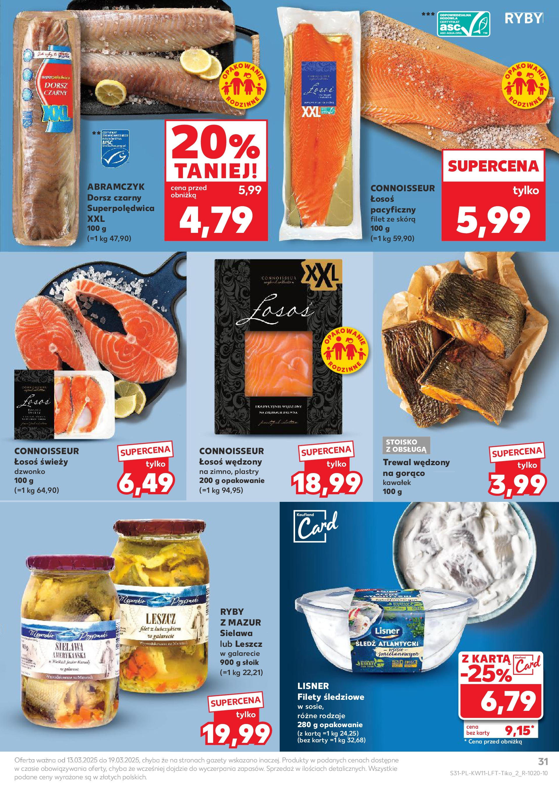 Kaufland gazetka od 13.03.2025 - od jutra PDF | Strona: 31 | Produkty: Karta, Dorsz, Dorsz czarny, Ryby