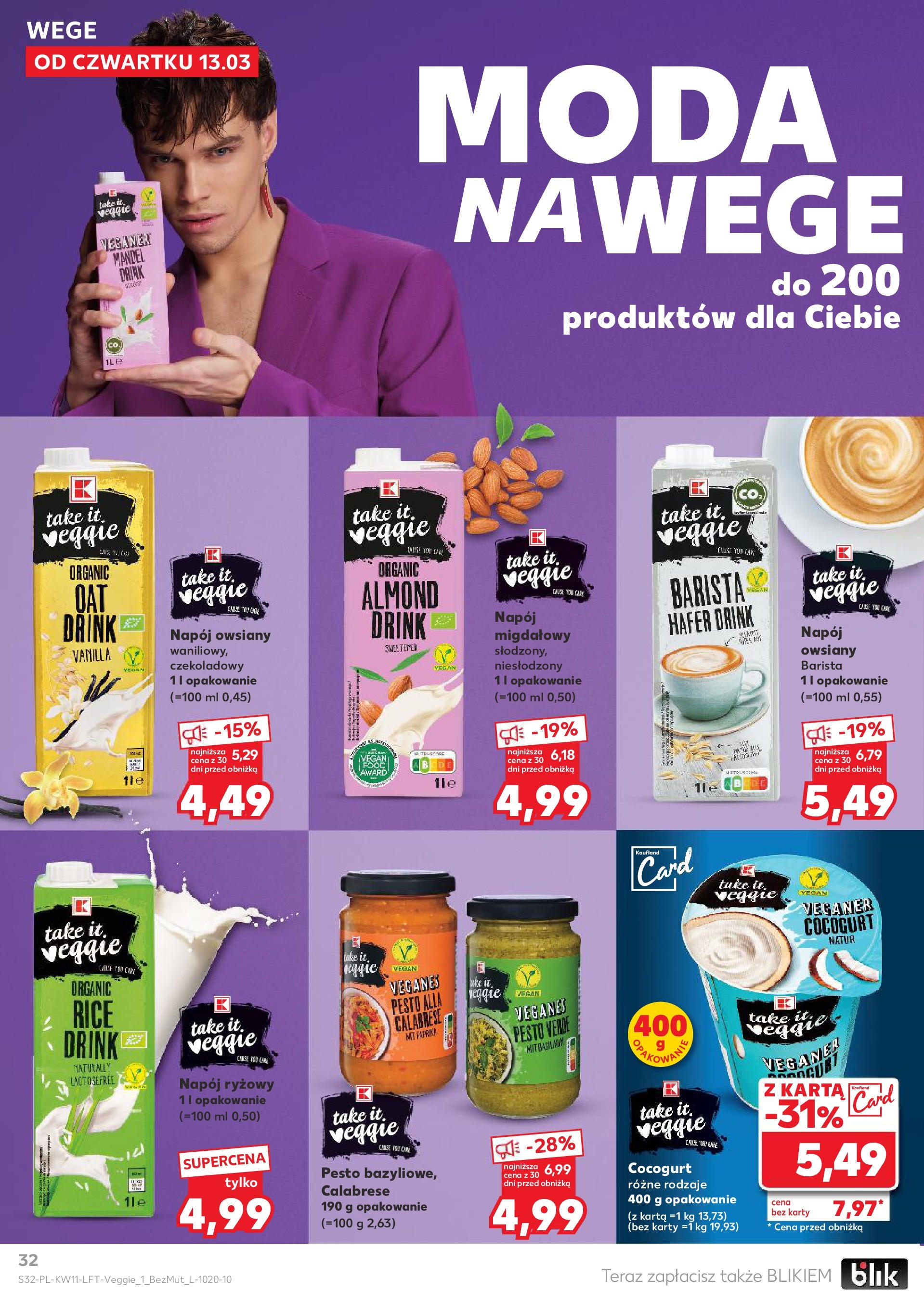 Kaufland gazetka od 13.03.2025 - od jutra PDF | Strona: 32 | Produkty: Napój owsiany, Karta, Napój ryżowy, Pesto