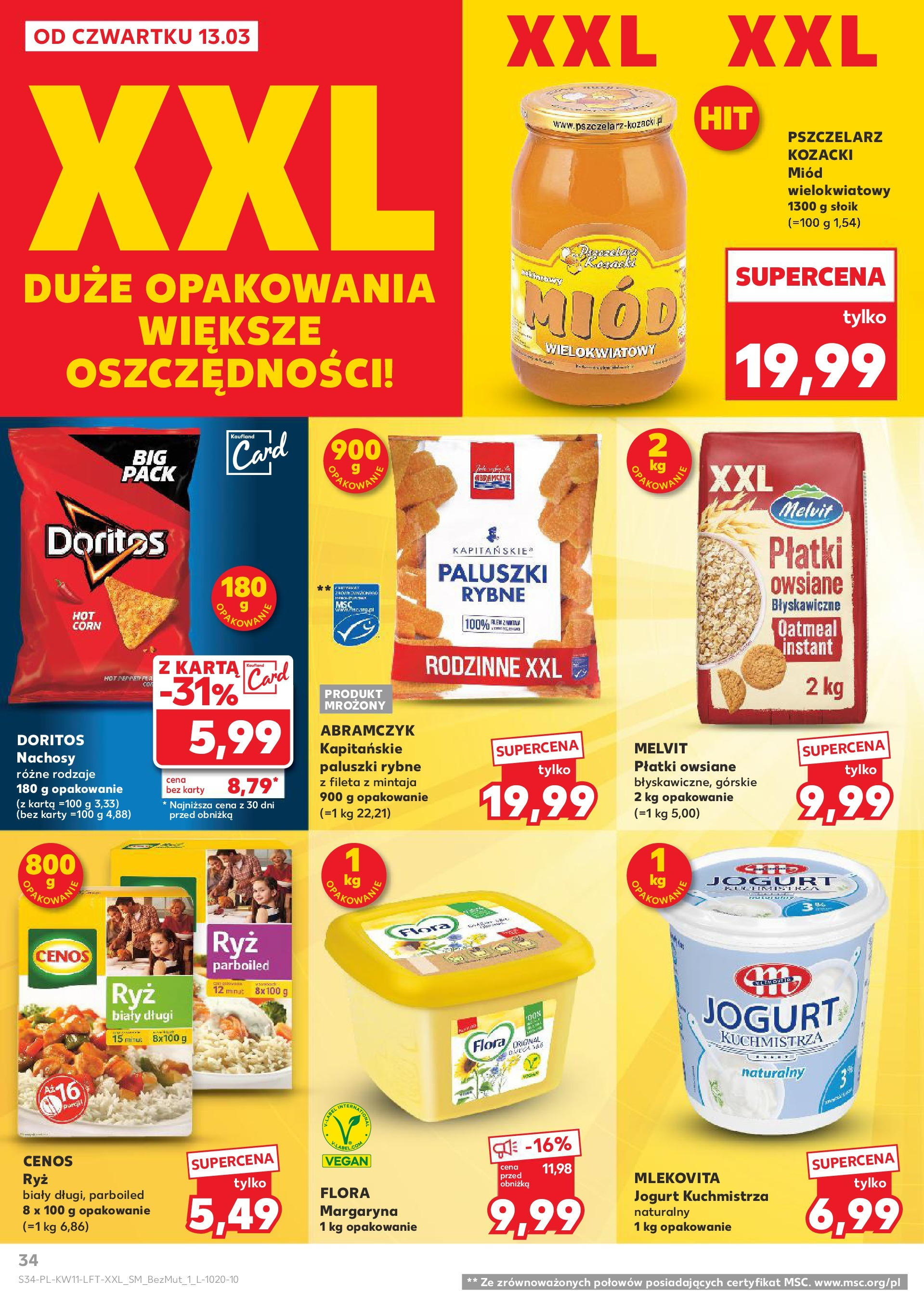 Kaufland gazetka od 13.03.2025 - od jutra PDF | Strona: 34 | Produkty: Karta, Paluszki rybne, Jogurt, Płatki