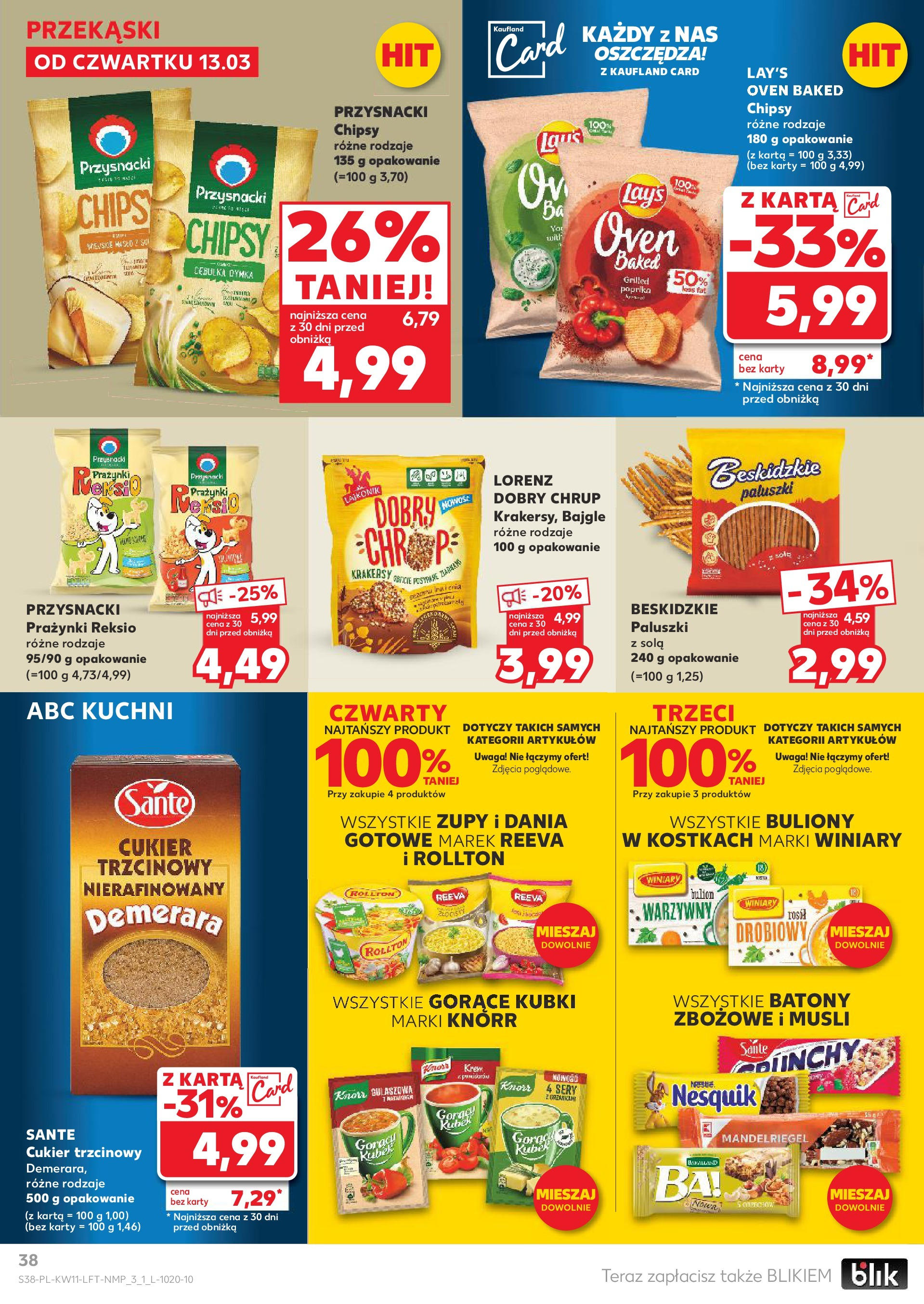 Kaufland gazetka od 13.03.2025 - od jutra PDF | Strona: 38 | Produkty: Karta, Paluszki, Cukier trzcinowy, Cukier