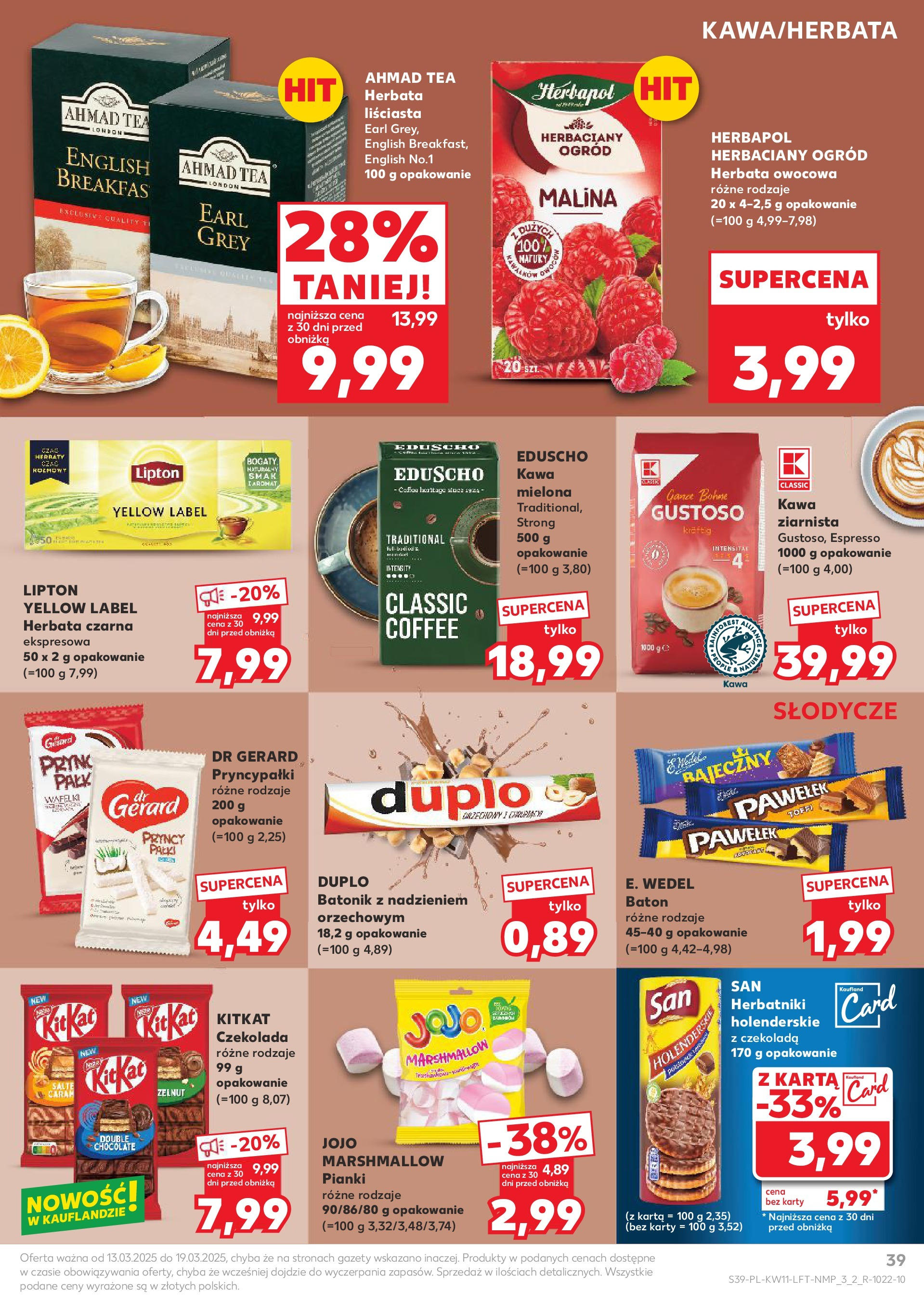 Kaufland gazetka od 13.03.2025 - od jutra PDF | Strona: 39 | Produkty: Baton, Pianki, Kawa, Herbata