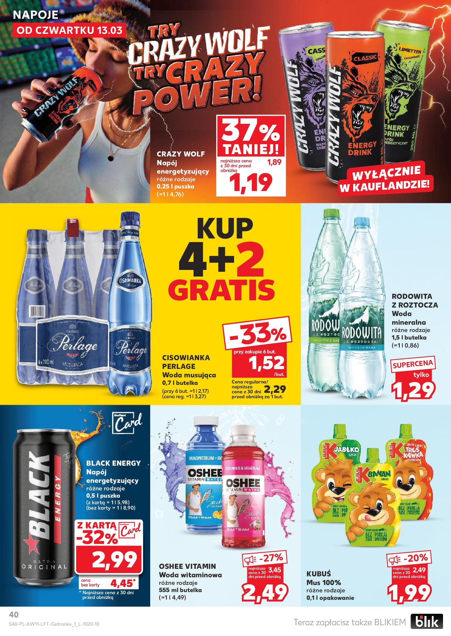 Kaufland gazetka od 13.03.2025 - od jutra PDF | Strona: 40 | Produkty: Karta, Napoje, Woda