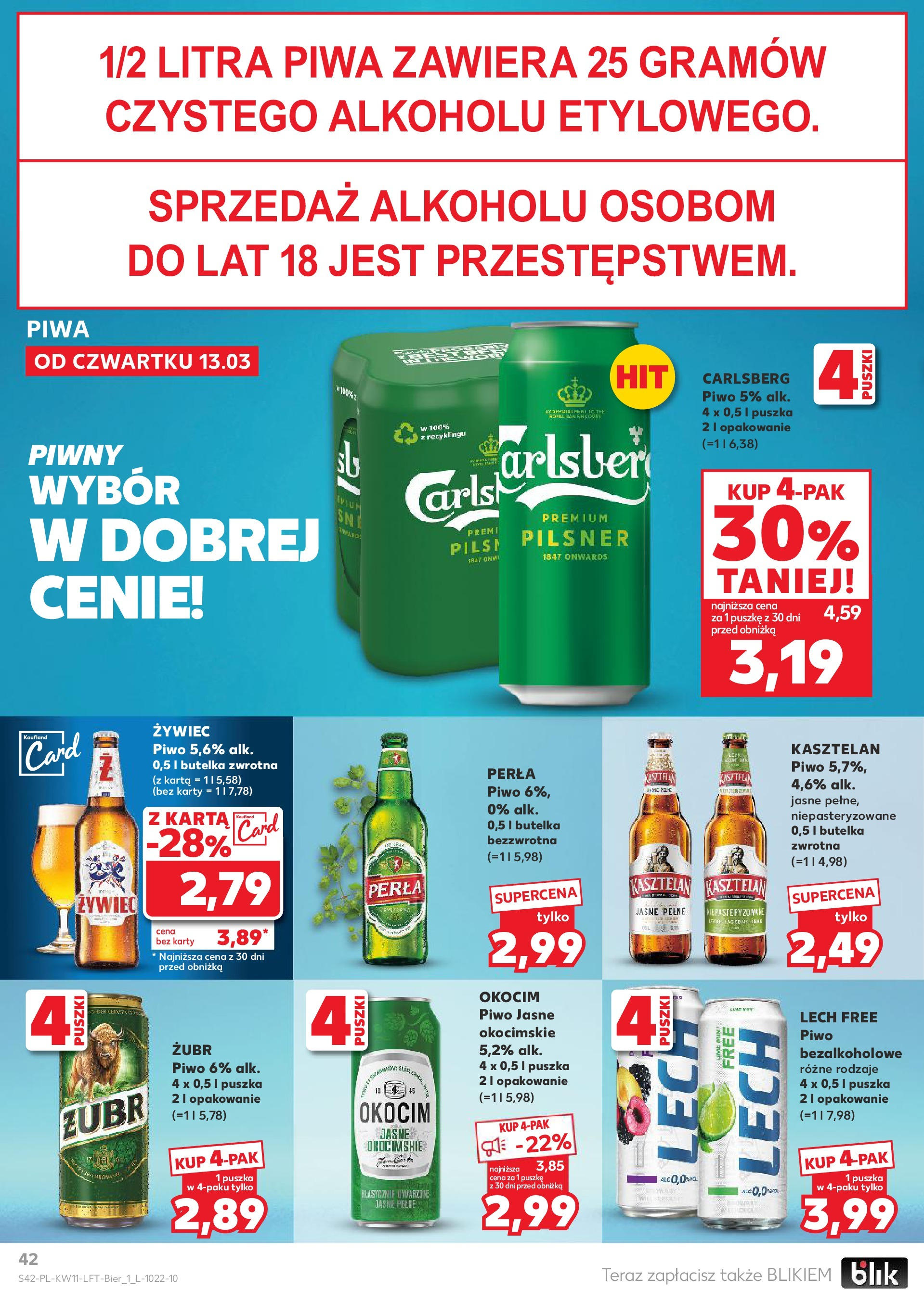 Kaufland gazetka od 13.03.2025 - od jutra PDF | Strona: 42 | Produkty: Karta, Piwo