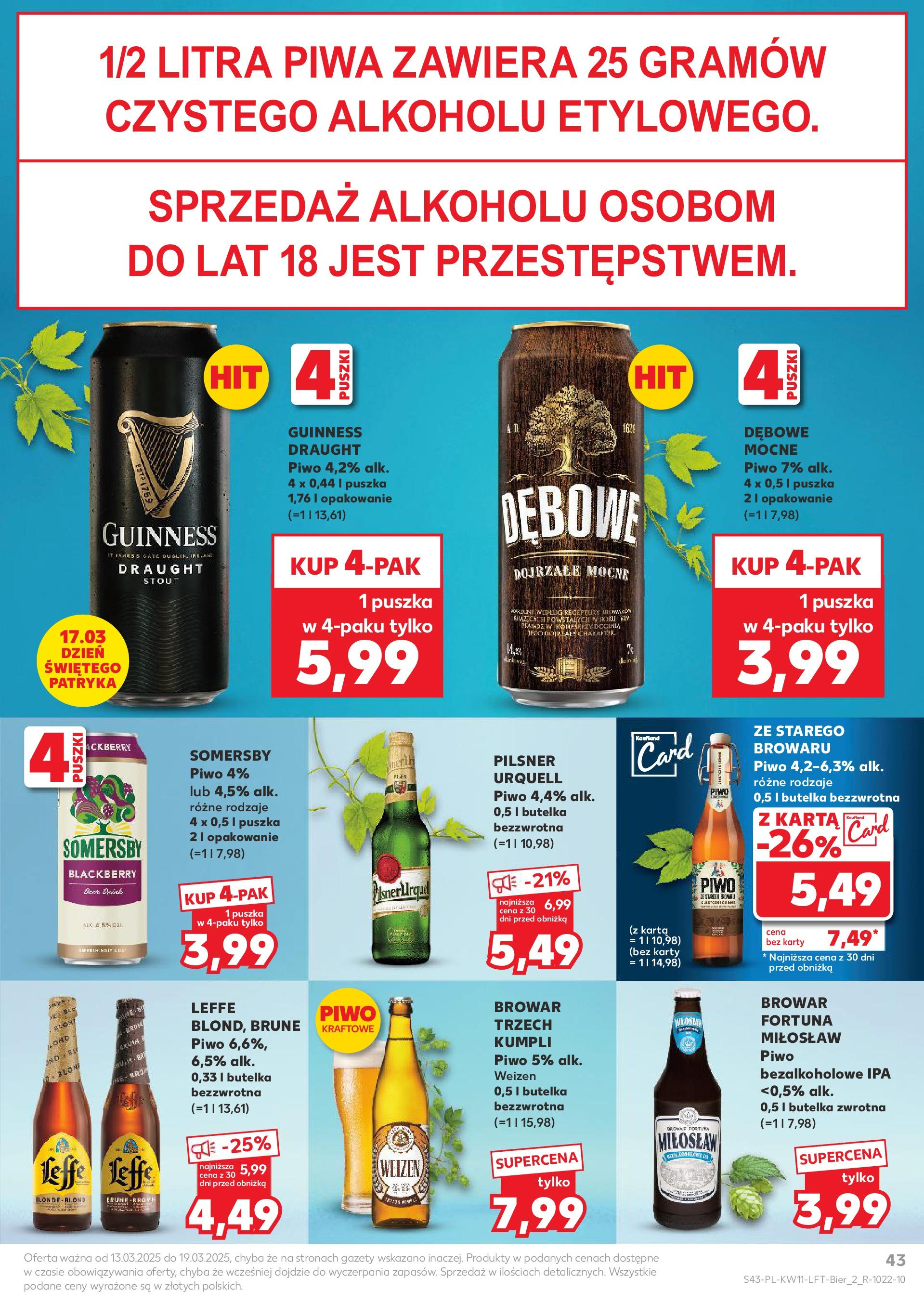 Kaufland gazetka od 13.03.2025 - od jutra PDF | Strona: 43 | Produkty: Karta, Guinness, Piwo, Somersby