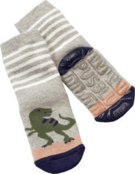 ALANA ABS Socken mit Dino-Motiv, grau + blau, Gr. 27/28