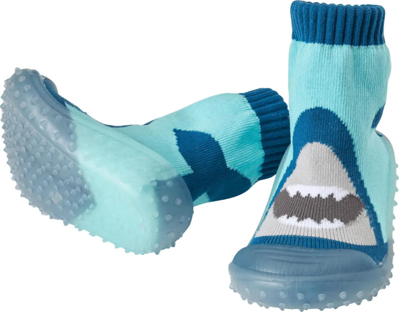 PUSBLU Abenteuer Socken mit Hai-Motiv, blau, Gr. 19/20