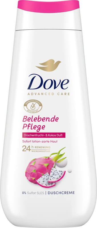 Dove Duschcreme Advanced Care Belebende Pflege, Drachenfrucht & Kokos Duft