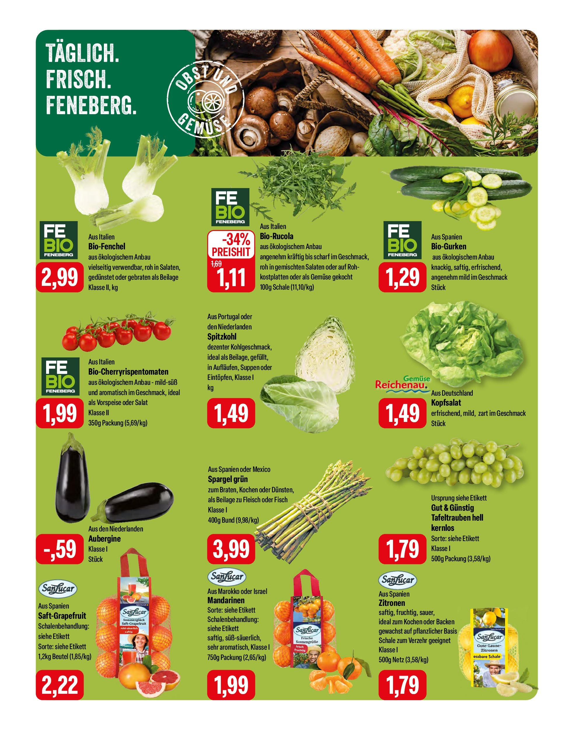 Feneberg Angebote (ab 13.03.2025) zum Blättern | Seite: 6 | Produkte: Spargel, Gemüse, Obst, Zitronen