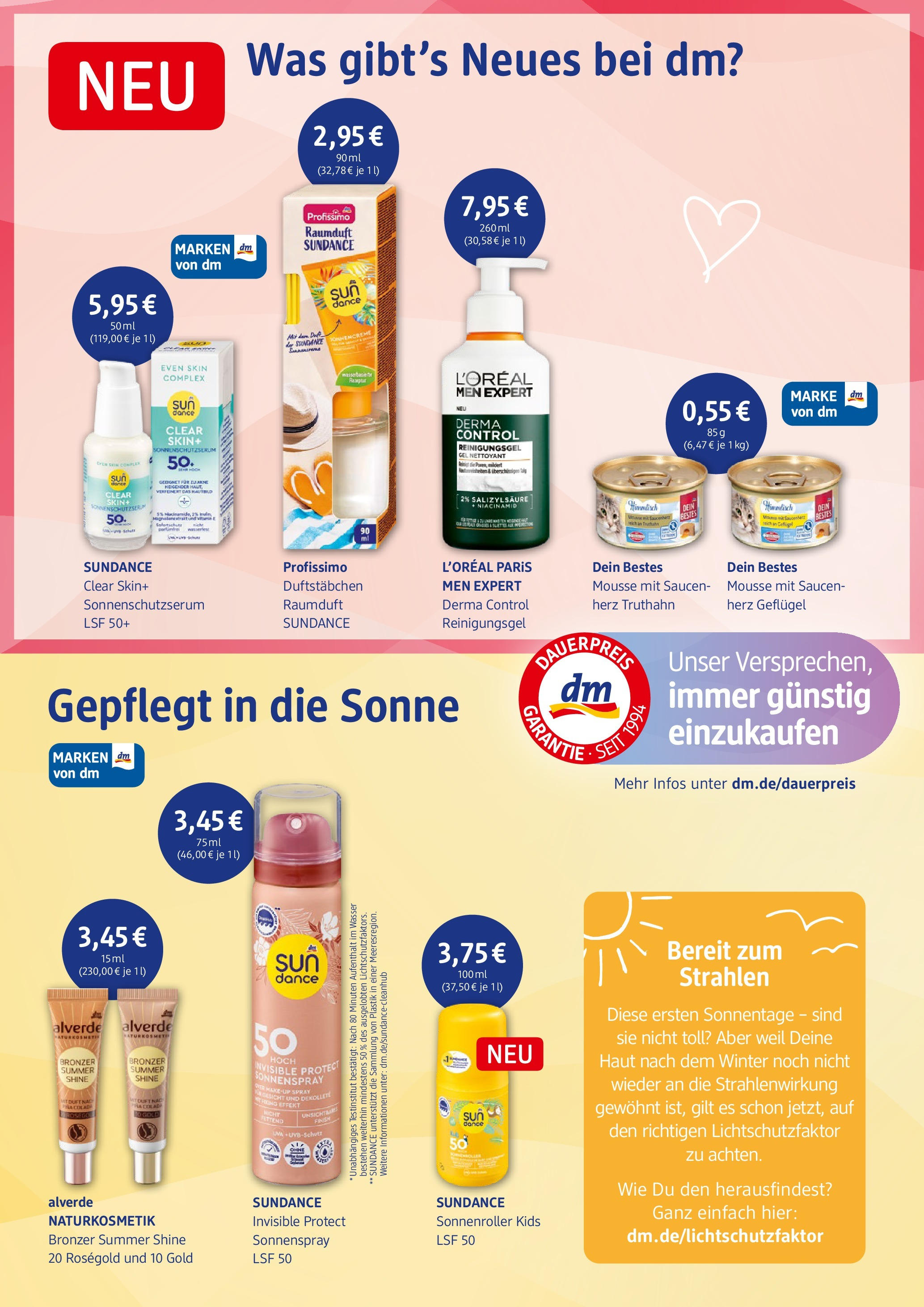 dm drogerie - dm: Glück hat viele schöne Seiten (ab 11.03.2025) zum Blättern | Seite: 3 | Produkte: Bronzer, Finish, Sonnencreme, Wasser