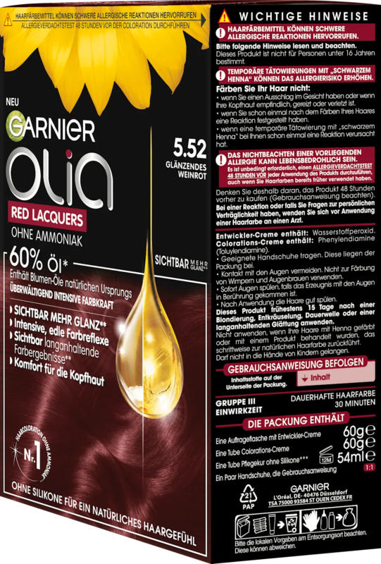 GARNIER olia Haarfarbe 5.52 Glänzendes Weinrot