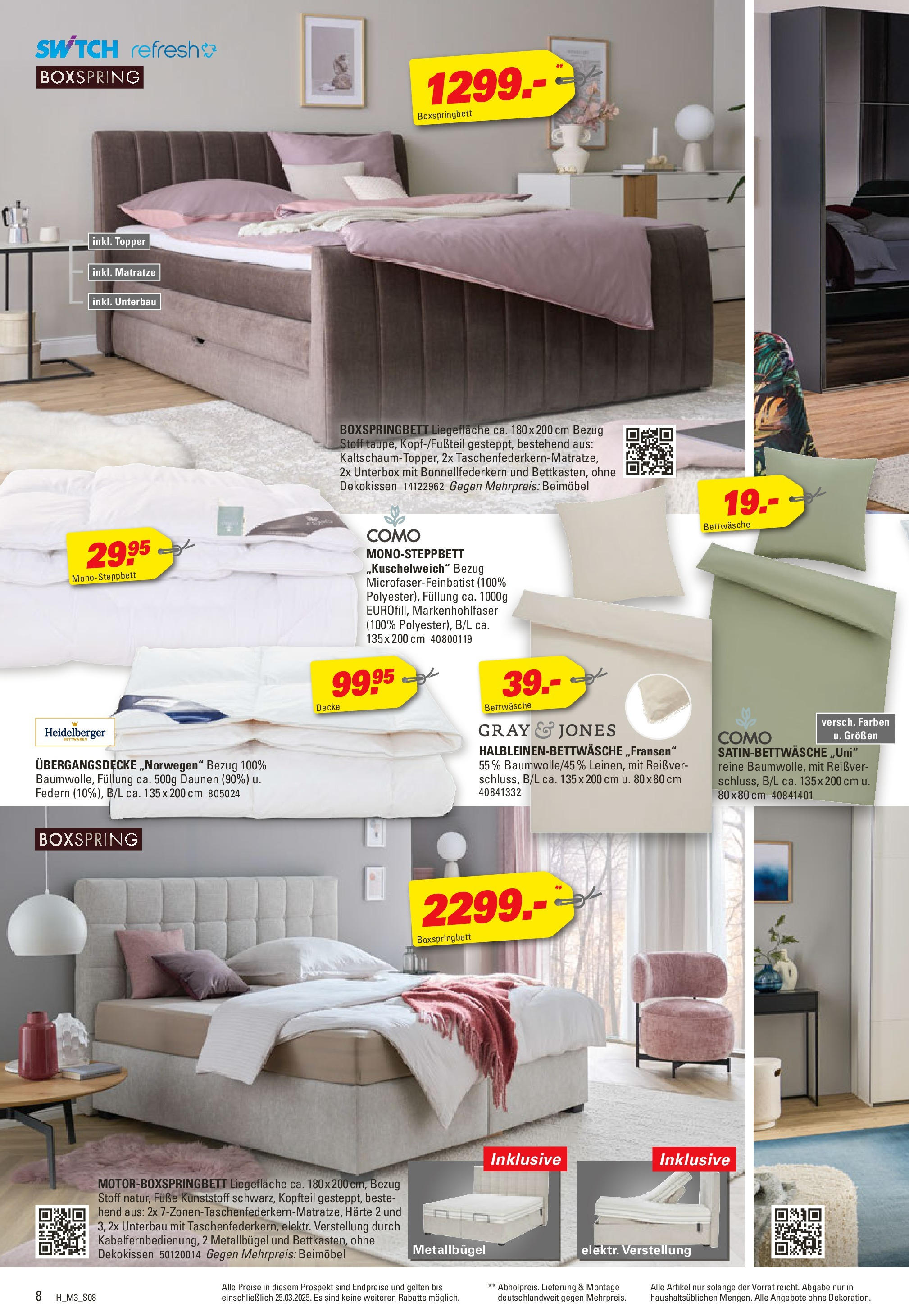 Höffner - Höffner: Möbelangebote (ab 11.03.2025) zum Blättern | Seite: 8 | Produkte: Decke, Boxspringbett, Topper, Bettwäsche