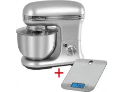 Profi Cook PC-KM 1222 W Knetmaschinen-Set inkl. Küchenwaage Küchenmaschine, Silber (Rührschüsselkapazität: 5 l, 1200 Watt); Küchenmaschine, Küchenwaage
