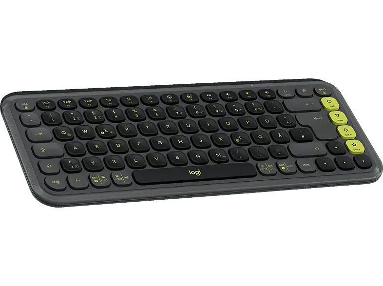 LOGITECH Pop Icon Keys, Kabellose Tastatur mit personalisierbaren Emoji-Tasten, Bluetooth, DEU (Qwertz), Grafit / Grün
