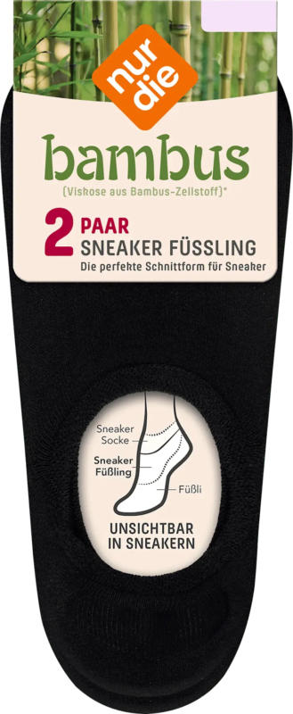 nur die Sneaker Füssling Bambus schwarz Gr. 35-38