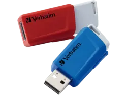 VERBatIM 32 GB Store 'n' Click USB-Stick, USB-A 3.2 Gen 1, R80/W25 MB/s, Rot/Blau