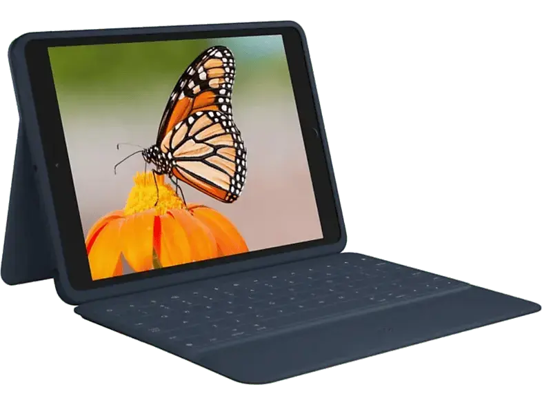 LOGITECH Rugged Combo 3, iPad (7., 8. & 9. Generation), Schutzcase, DEU (Qwertz), Blau; Tablet Tastatur