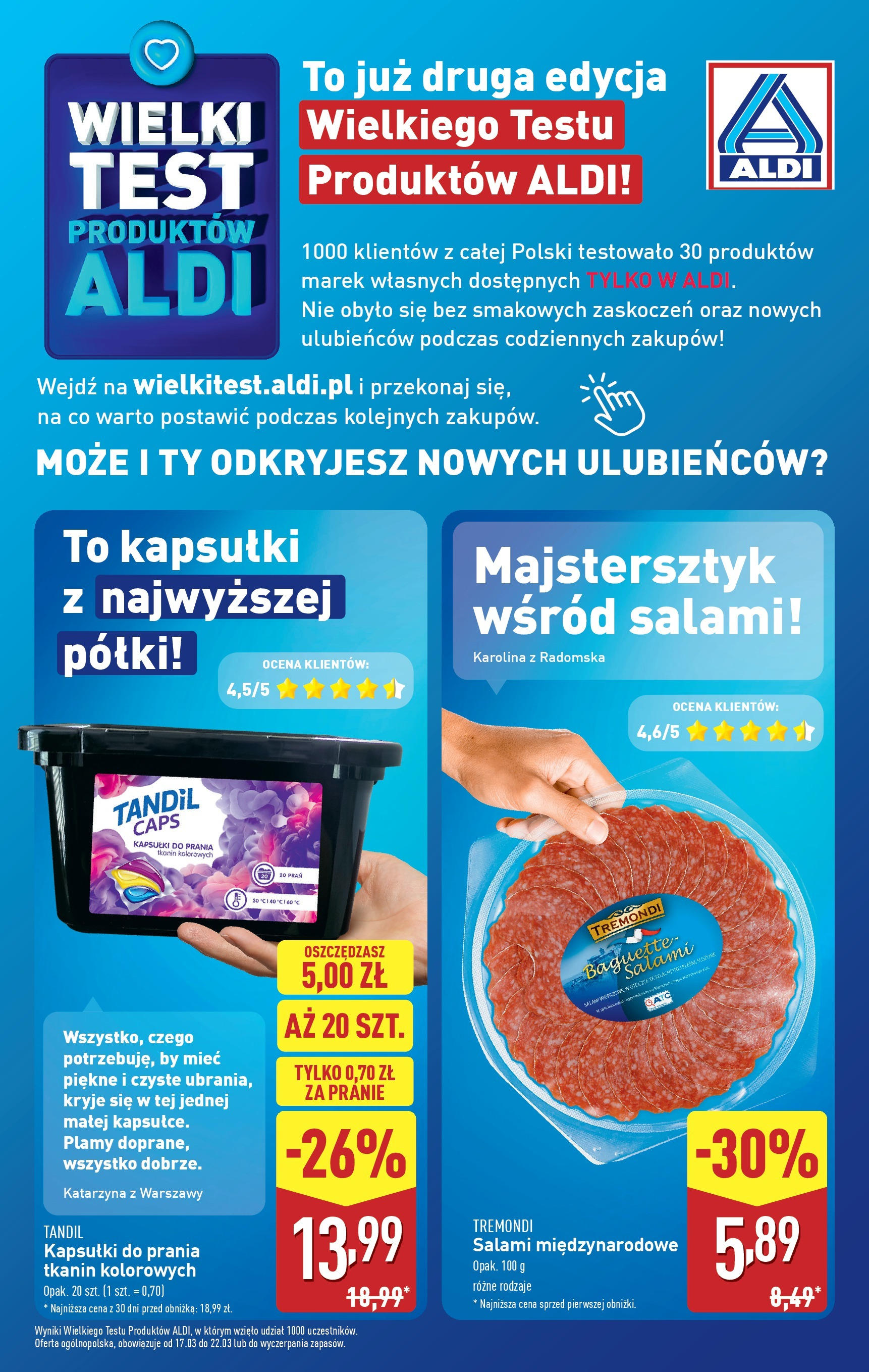 Aldi Wielki Test od 17.03.2025 - Nowa Gazetka - Numer strony 1